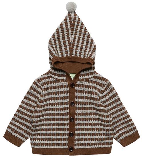 FUB Cardigan - Strik - Uld - Hazel Melange/Light Grey Melange/St