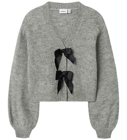 Name it Cardigan - NkfRina - Grey Melange/Black Bow