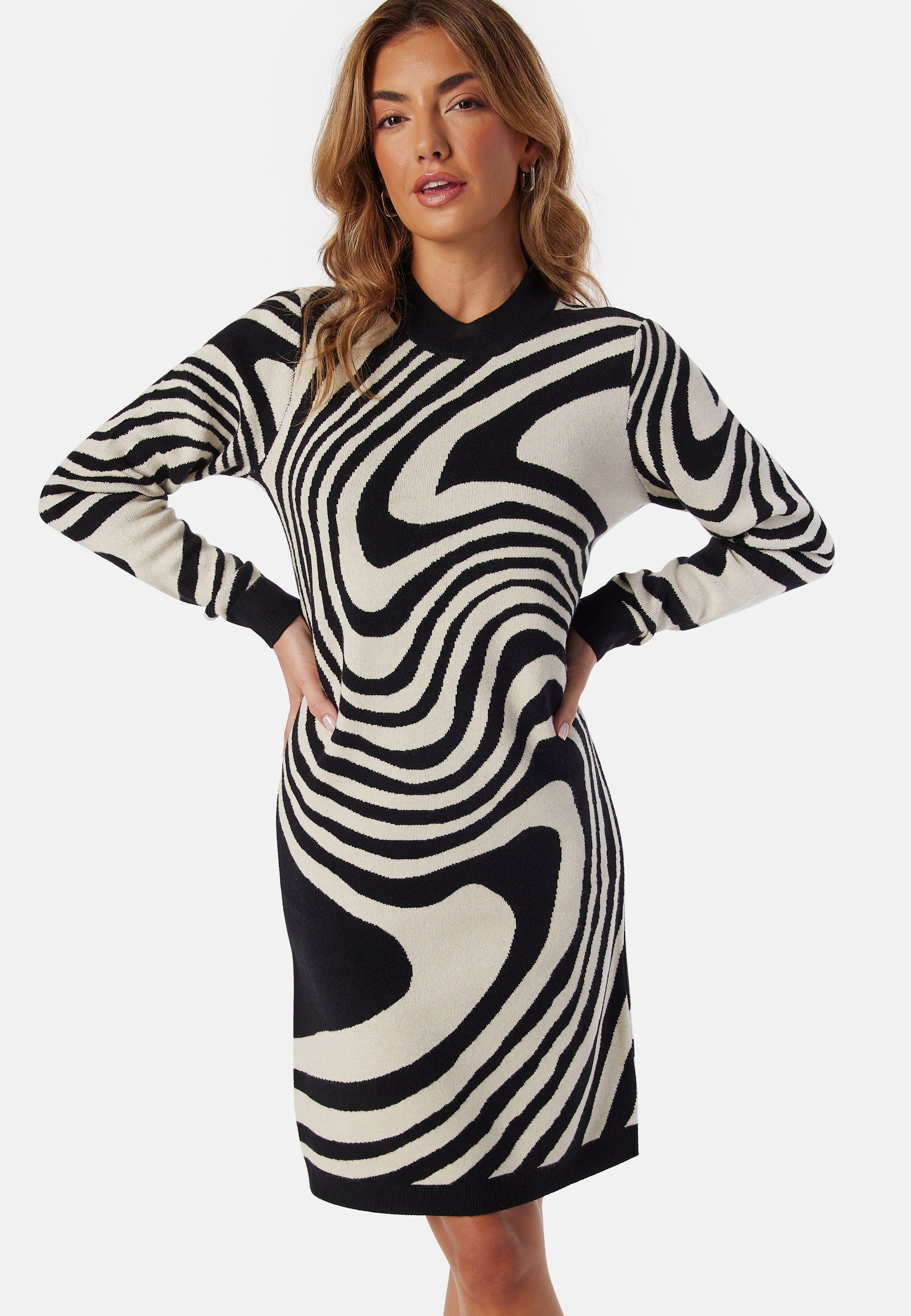 OBJECT Ray L/S Knit Dress AOP
