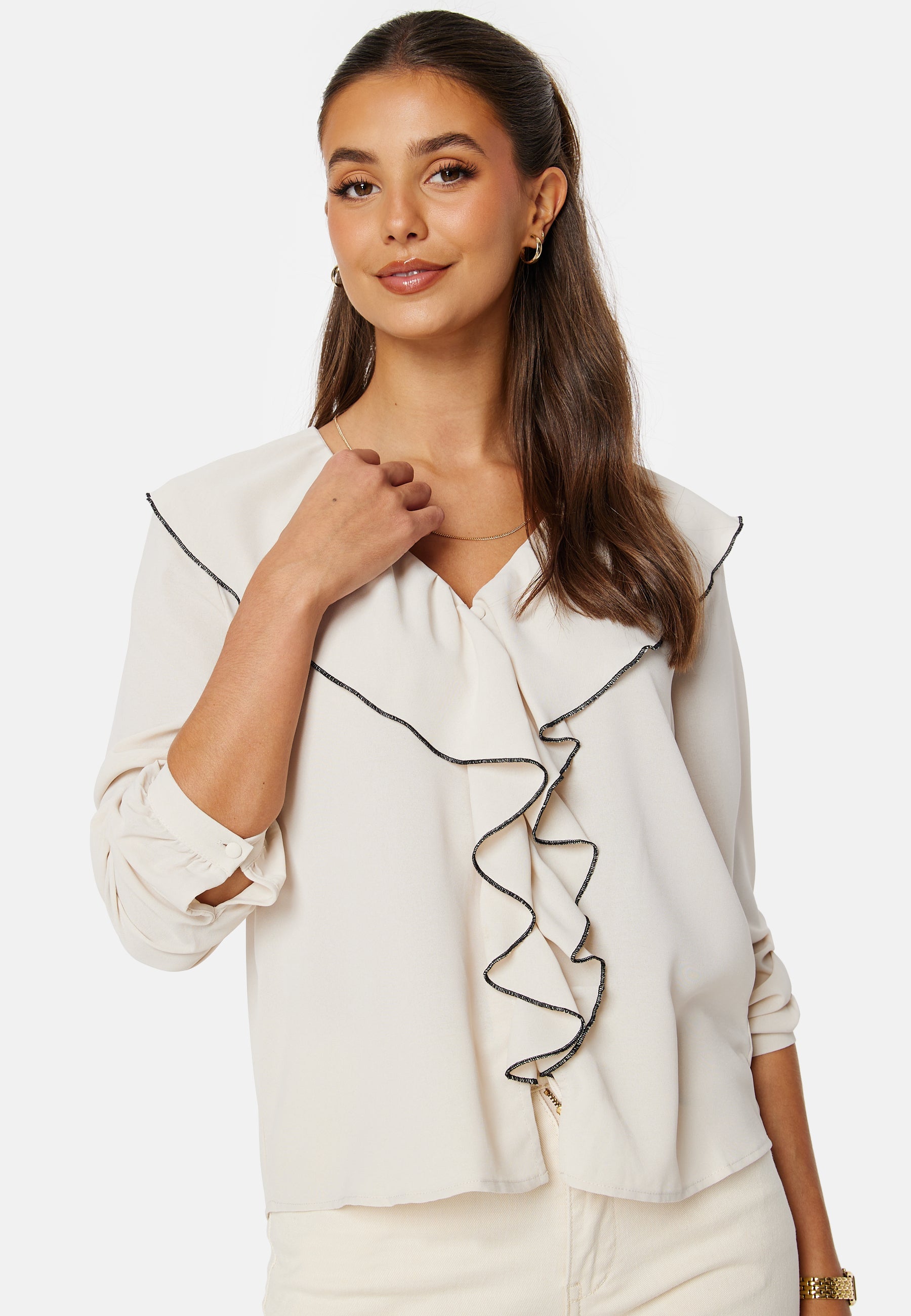 ONLY Lise Contrast Frill Shirt