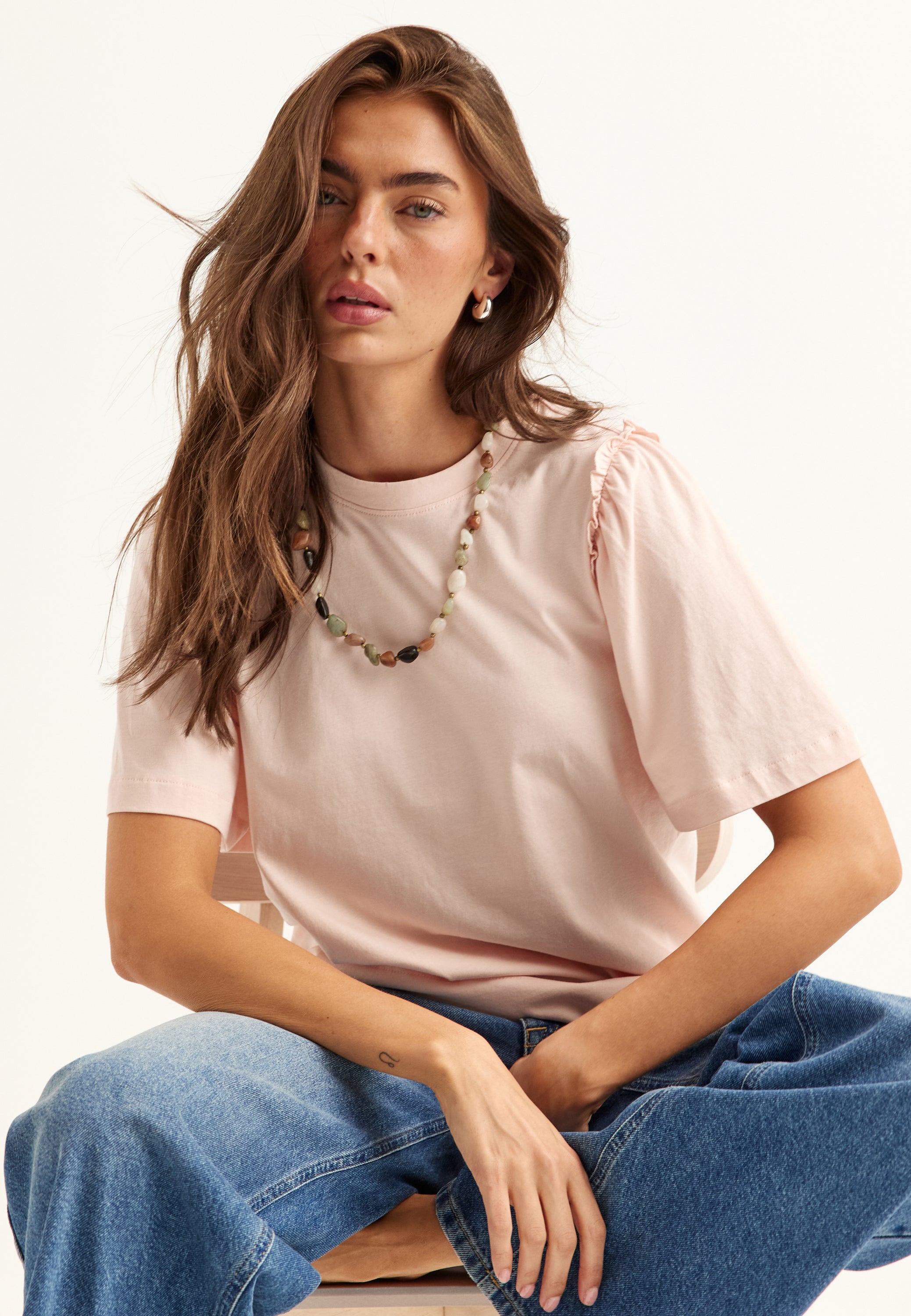 SELECTED Slfpenelope 2/4 RUFFLE TEE NOOS
