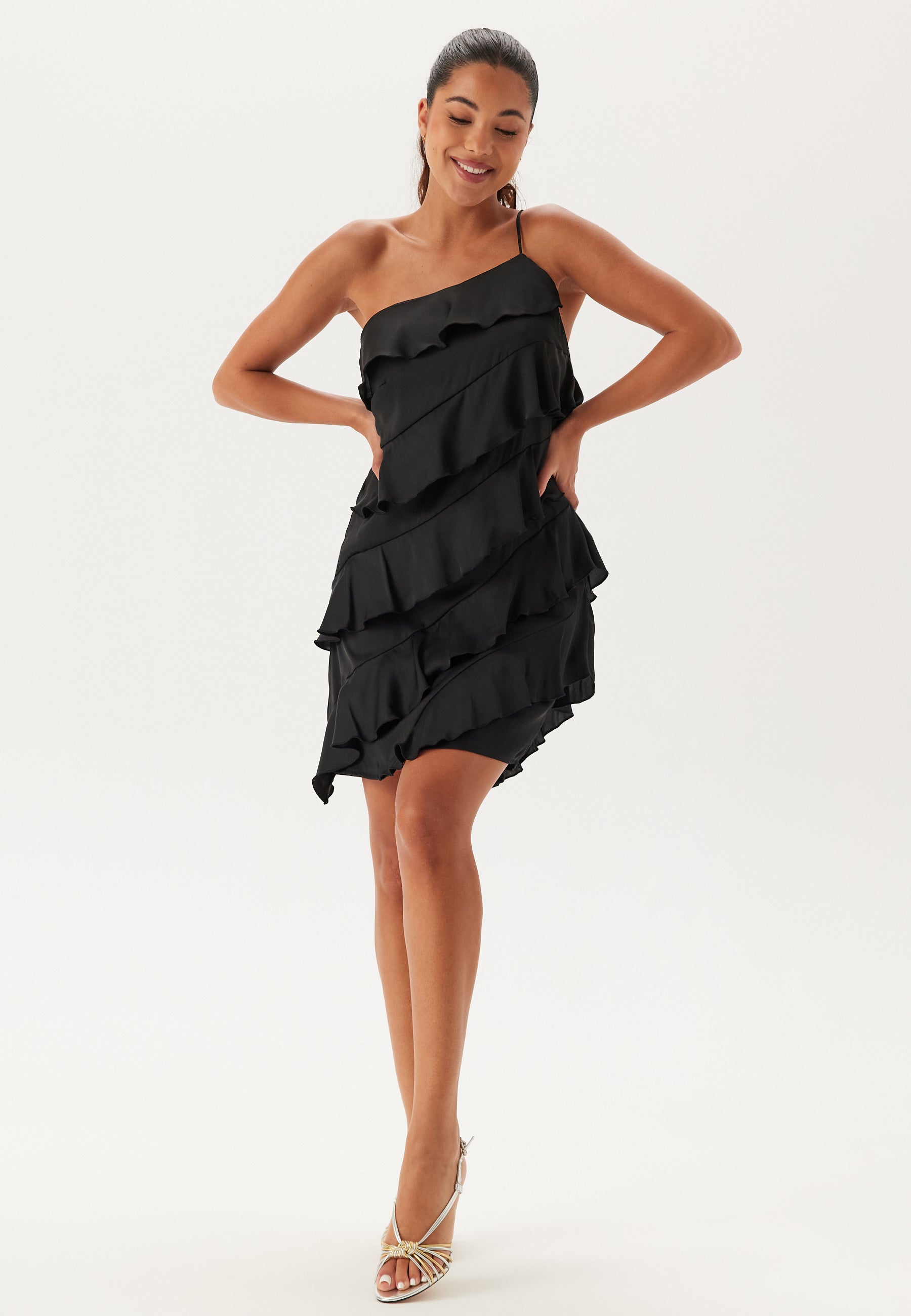 Bubbleroom Occasion One shoulder Short Frill Dress