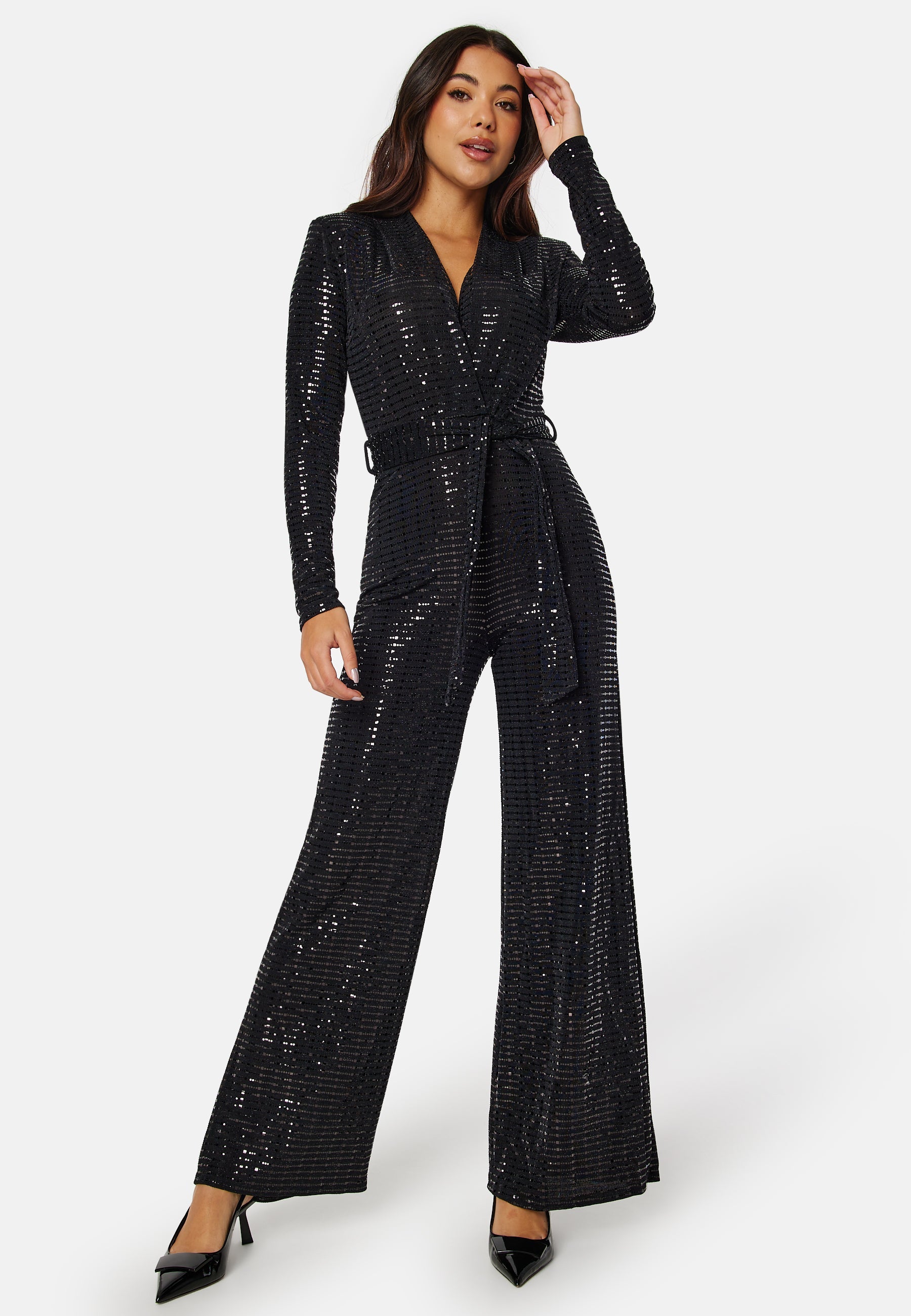 John Zack Sequin Wide Leg Jumpsuit