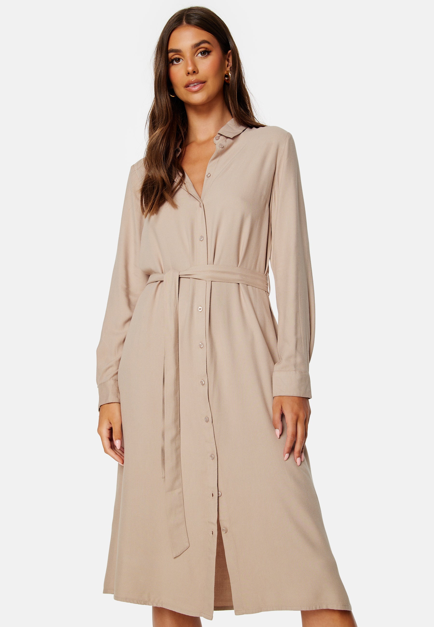 BUBBLEROOM Belted L/S Viscose Shirt Dress