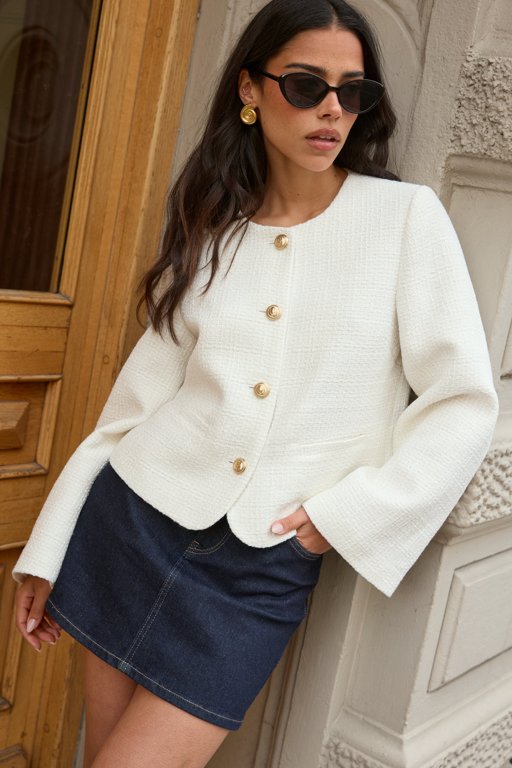 Chiara Forthi Wide Sleeve Bouclé Jacket