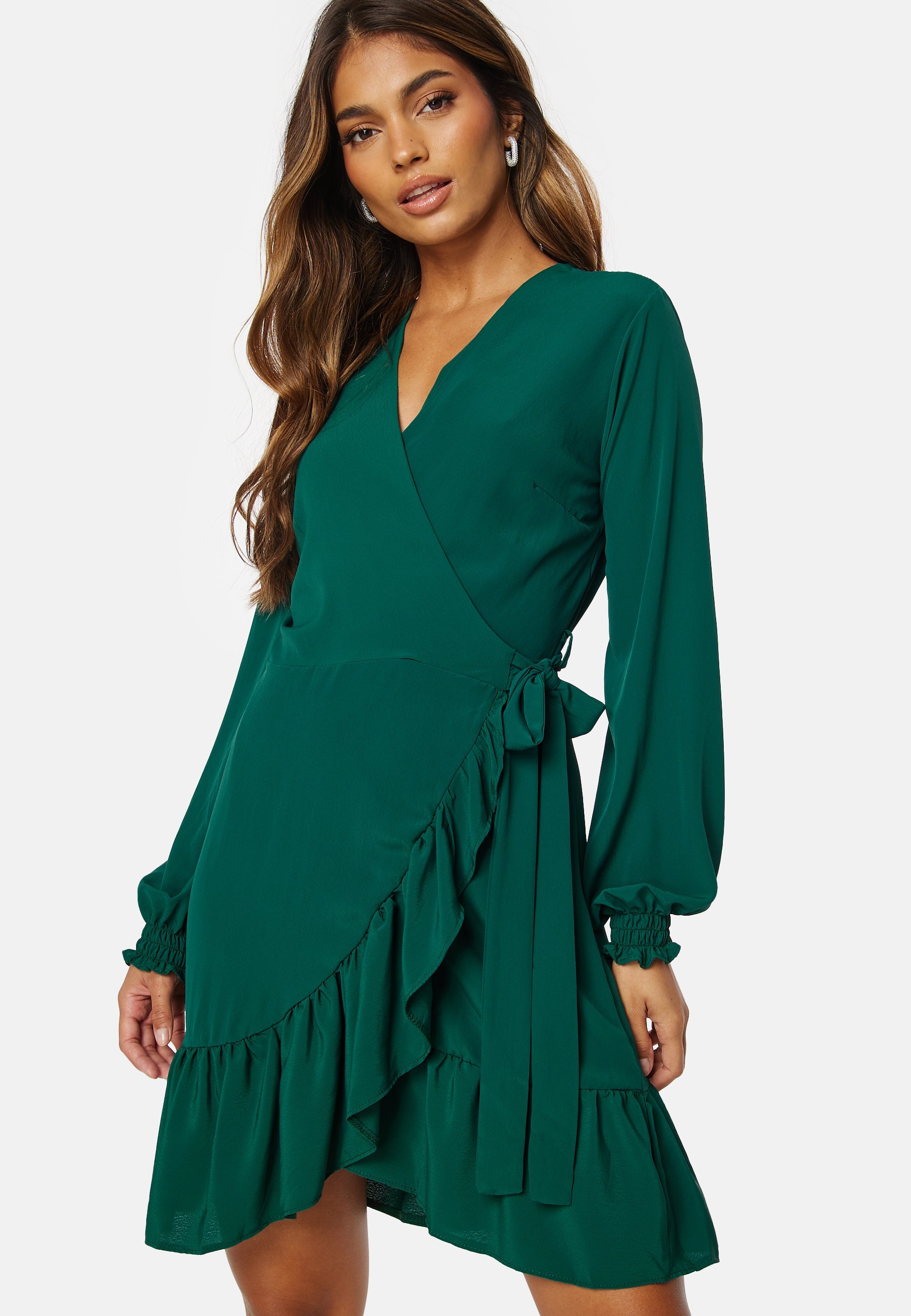 John Zack Frilly Wrap Mini Dress