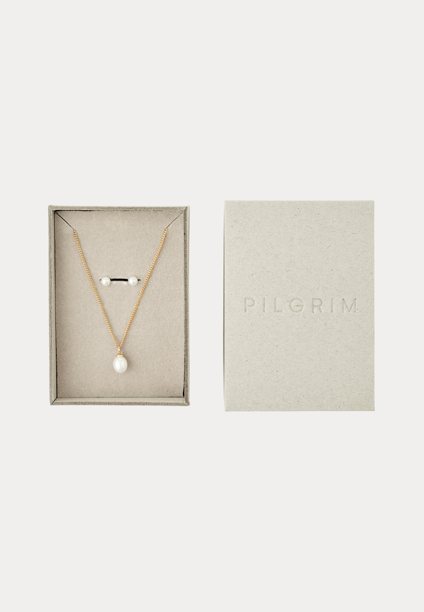 PILGRIM Evena Gift Set, Necklace & Earstuds, gold-plated