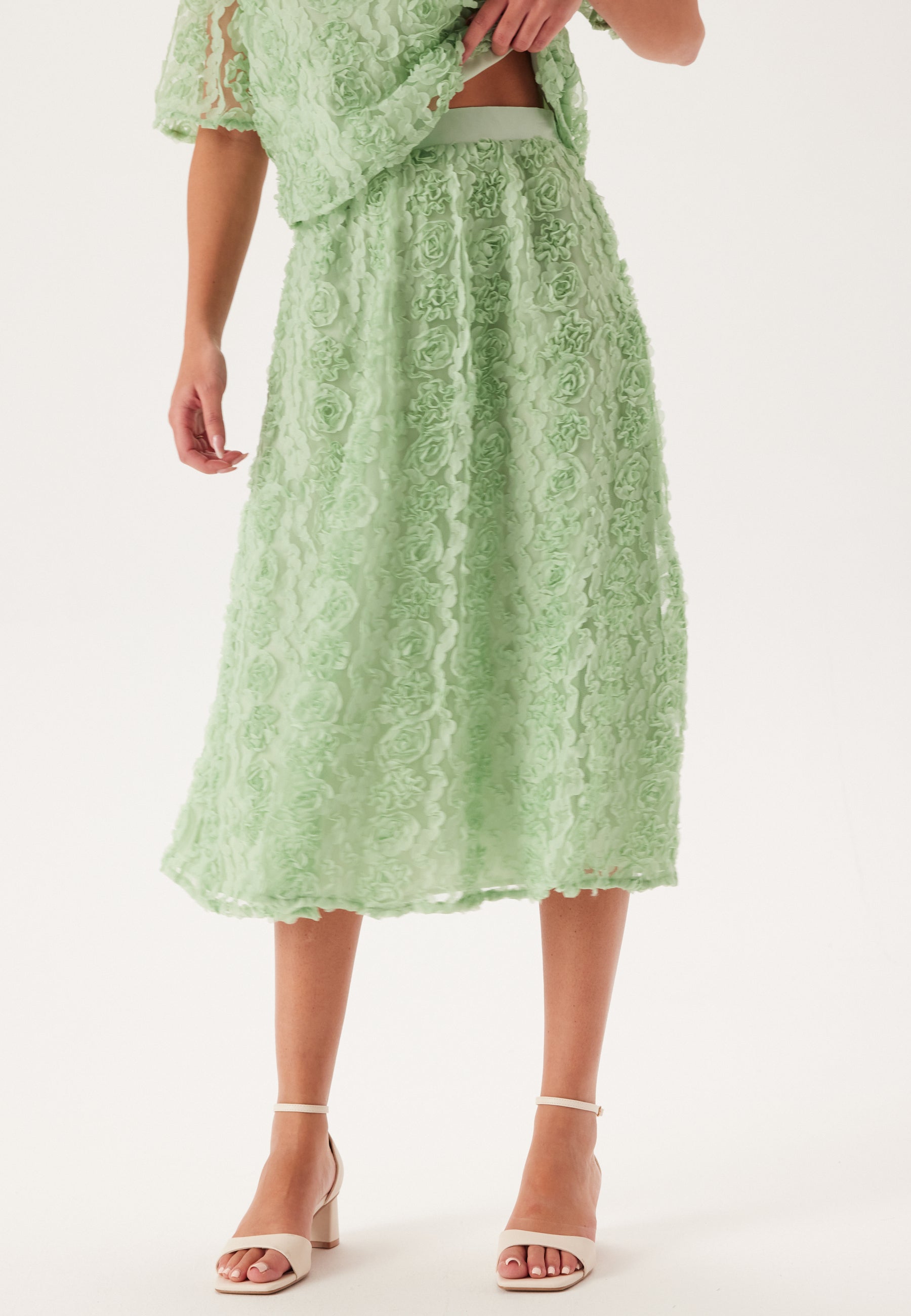 BUBBLEROOM 3D Flower Midi Skirt