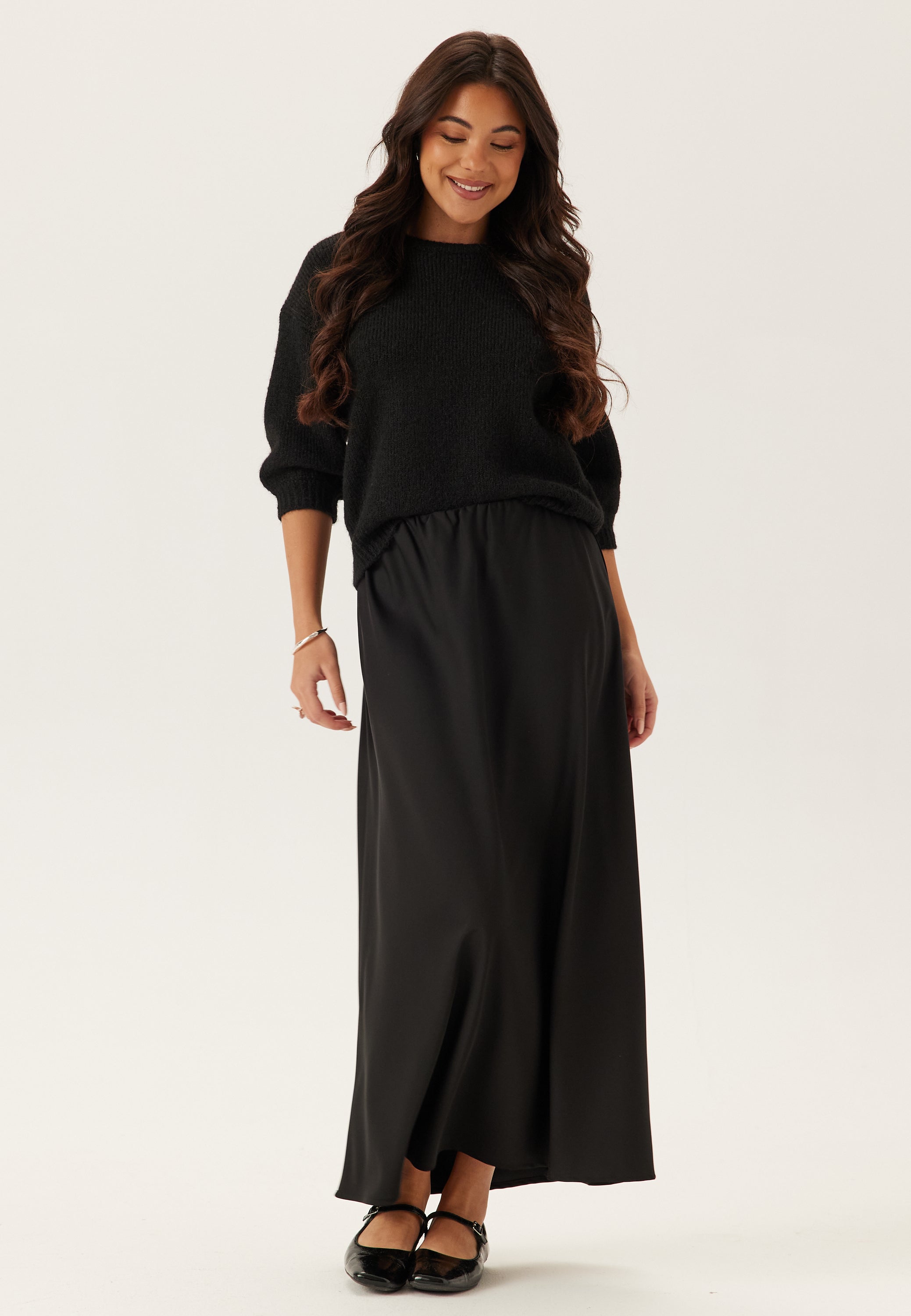 BUBBLEROOM Satin Midaxi Skirt