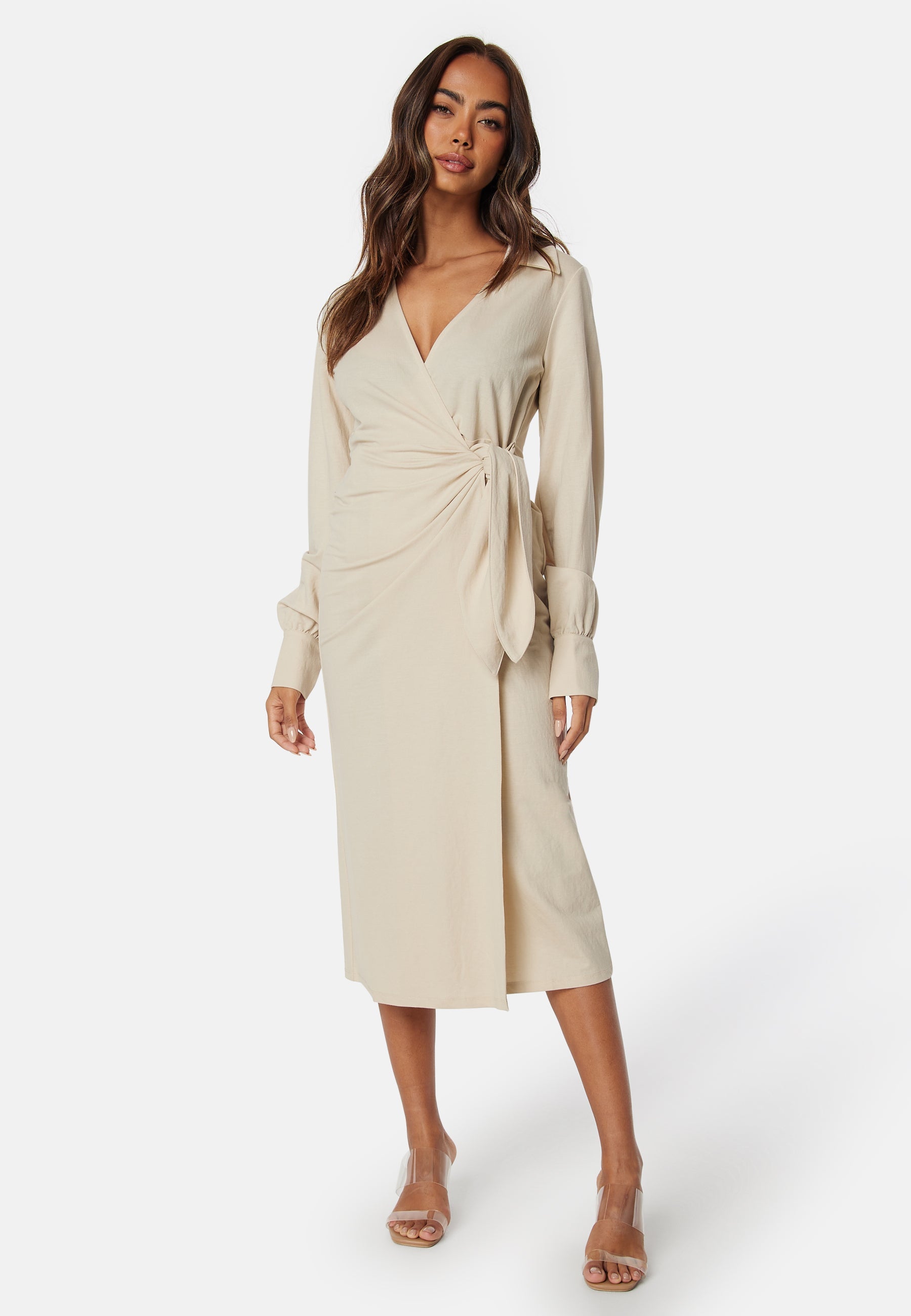 Happy Holly Soft Wrap Midi Shirt Dress