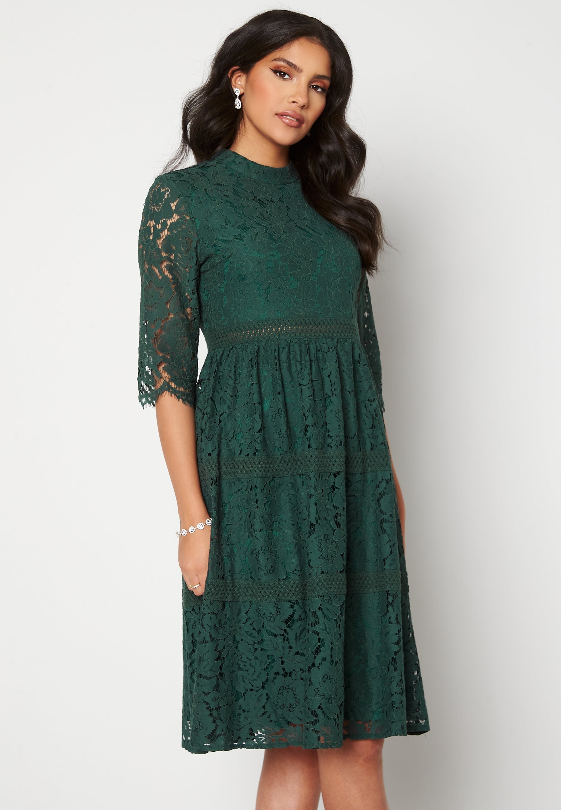 Happy Holly High Neck Lace Dress