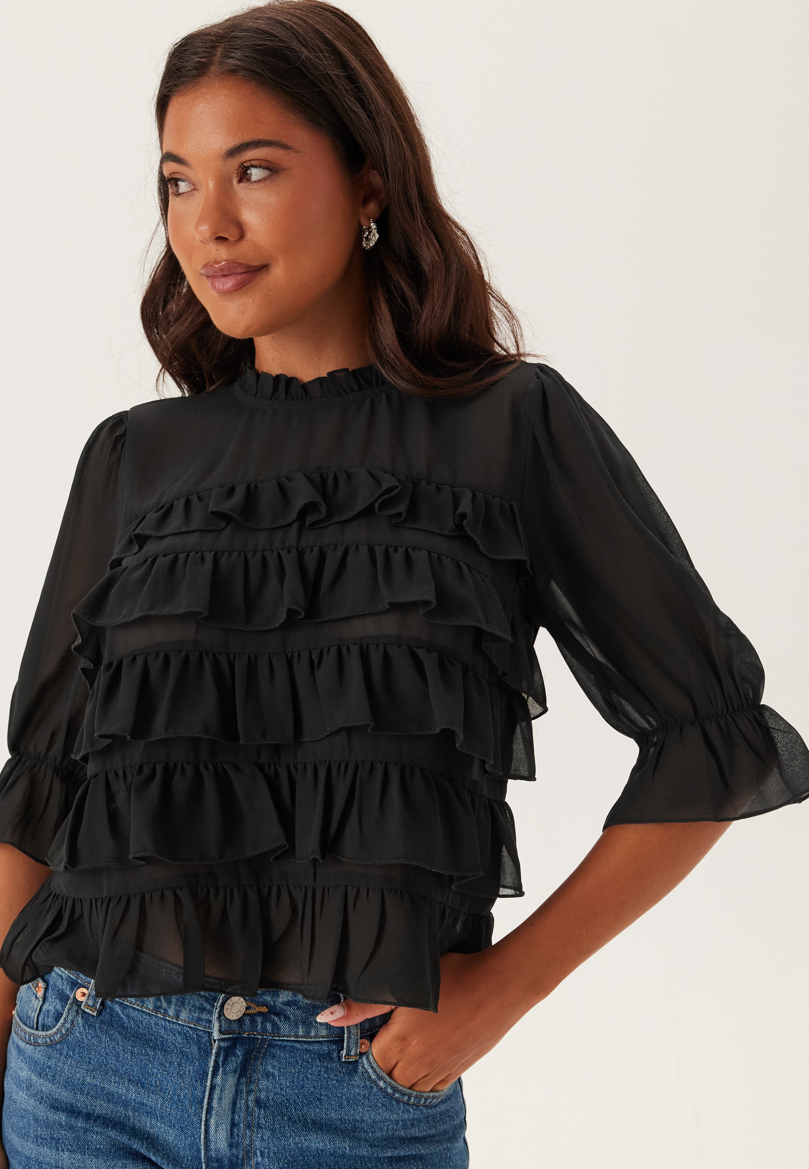 BUBBLEROOM Frill Short Sleeve Blouse