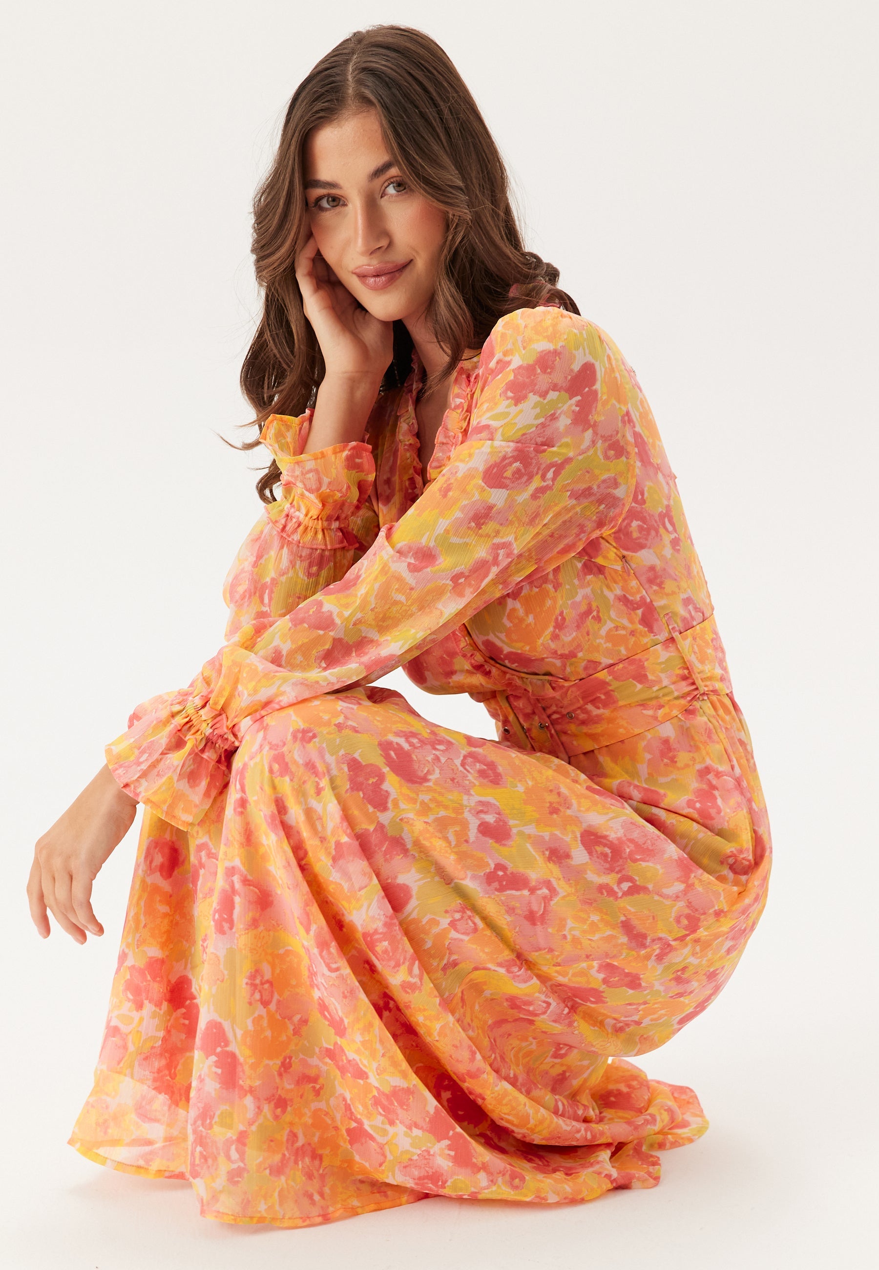 VILA Viemma L/S BELT MAXI DRESS BEL