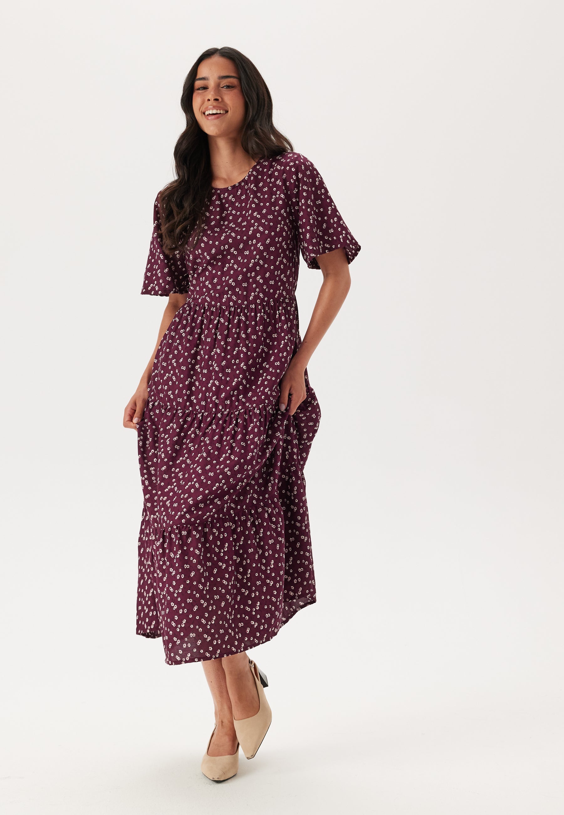 Happy Holly Butterfly Sleeve Viscose Midi Dress