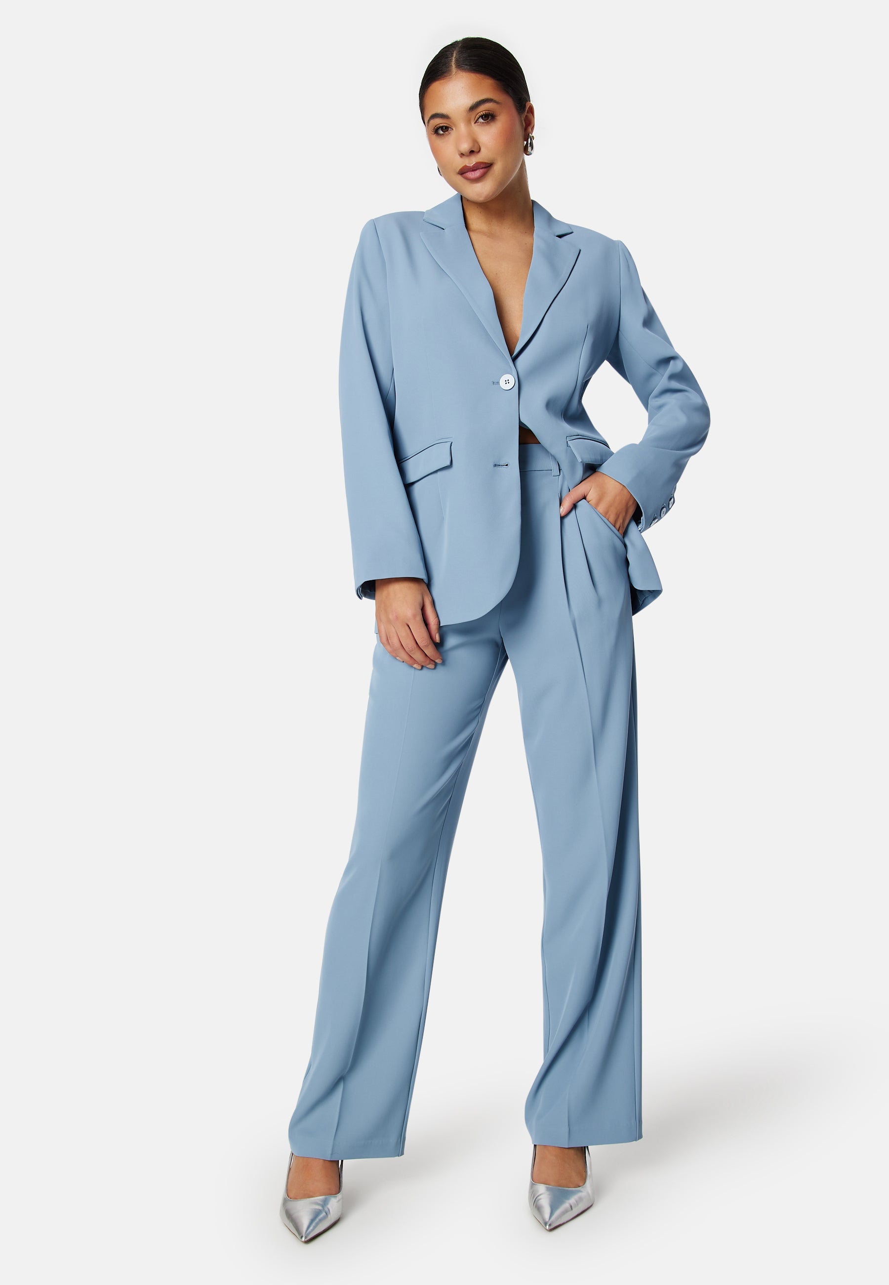 BUBBLEROOM Straight Leg Pleated Suit Pants