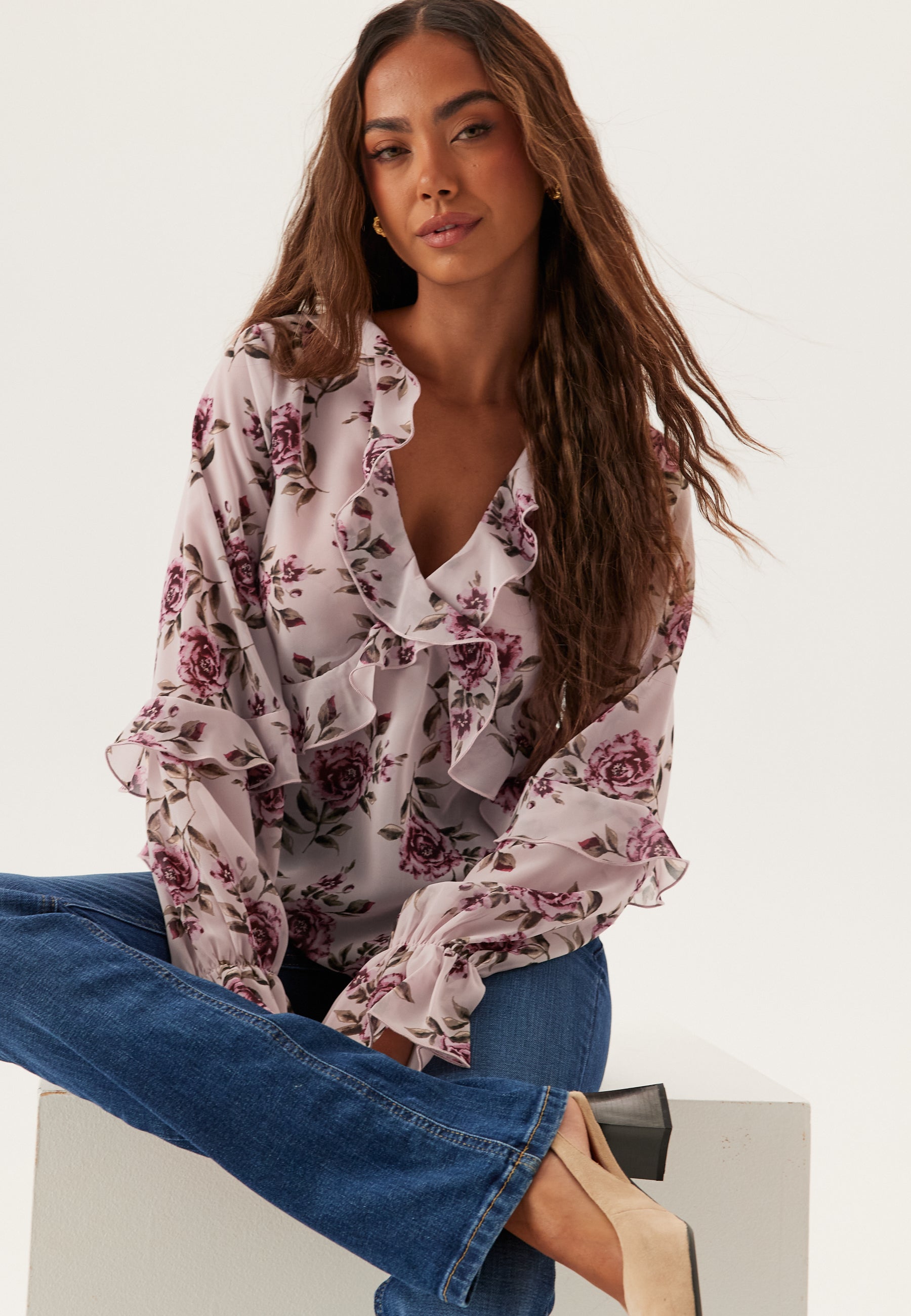 BUBBLEROOM Open Back Frill Blouse