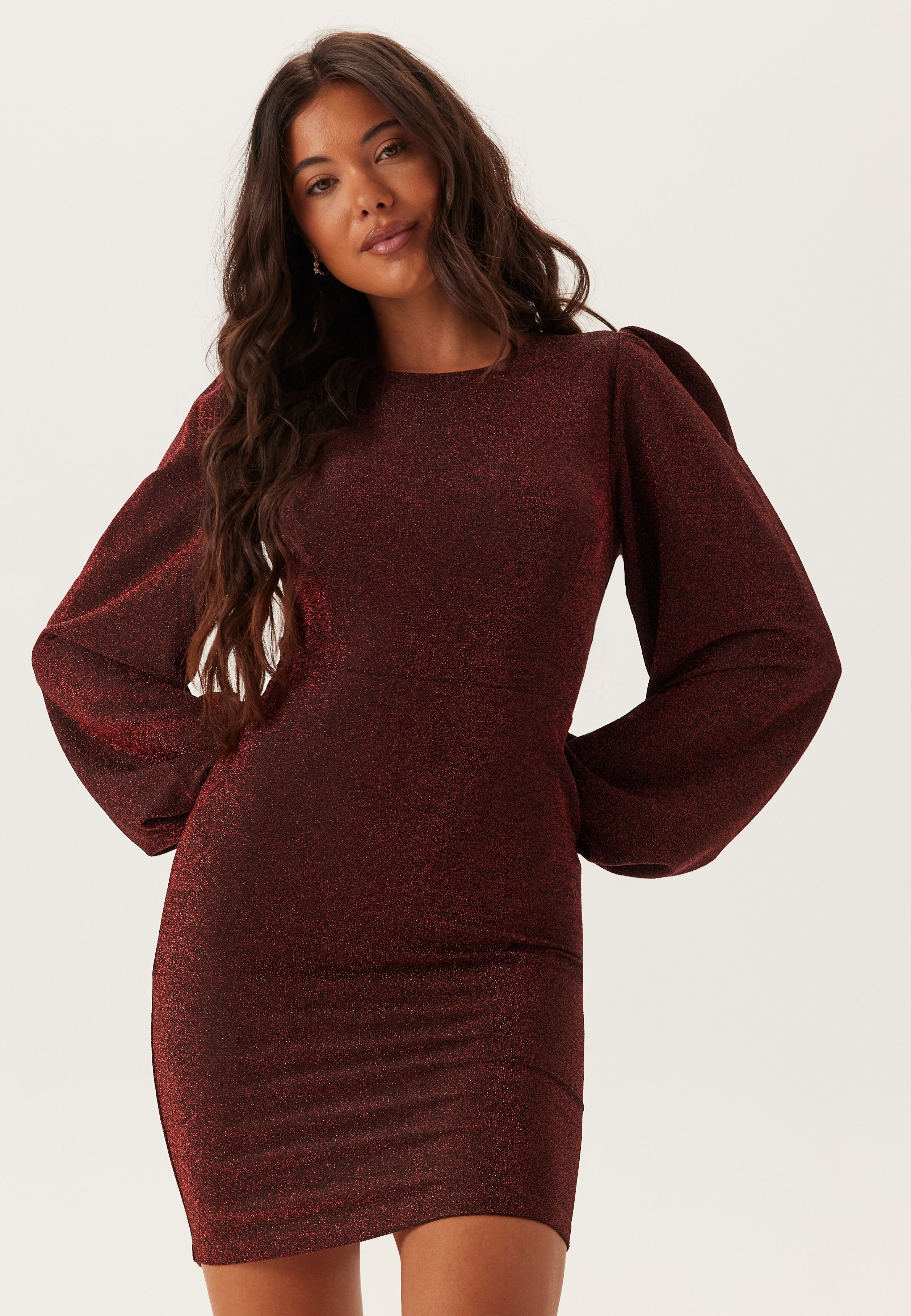 BUBBLEROOM Puff Sleeve Sparkling Dress