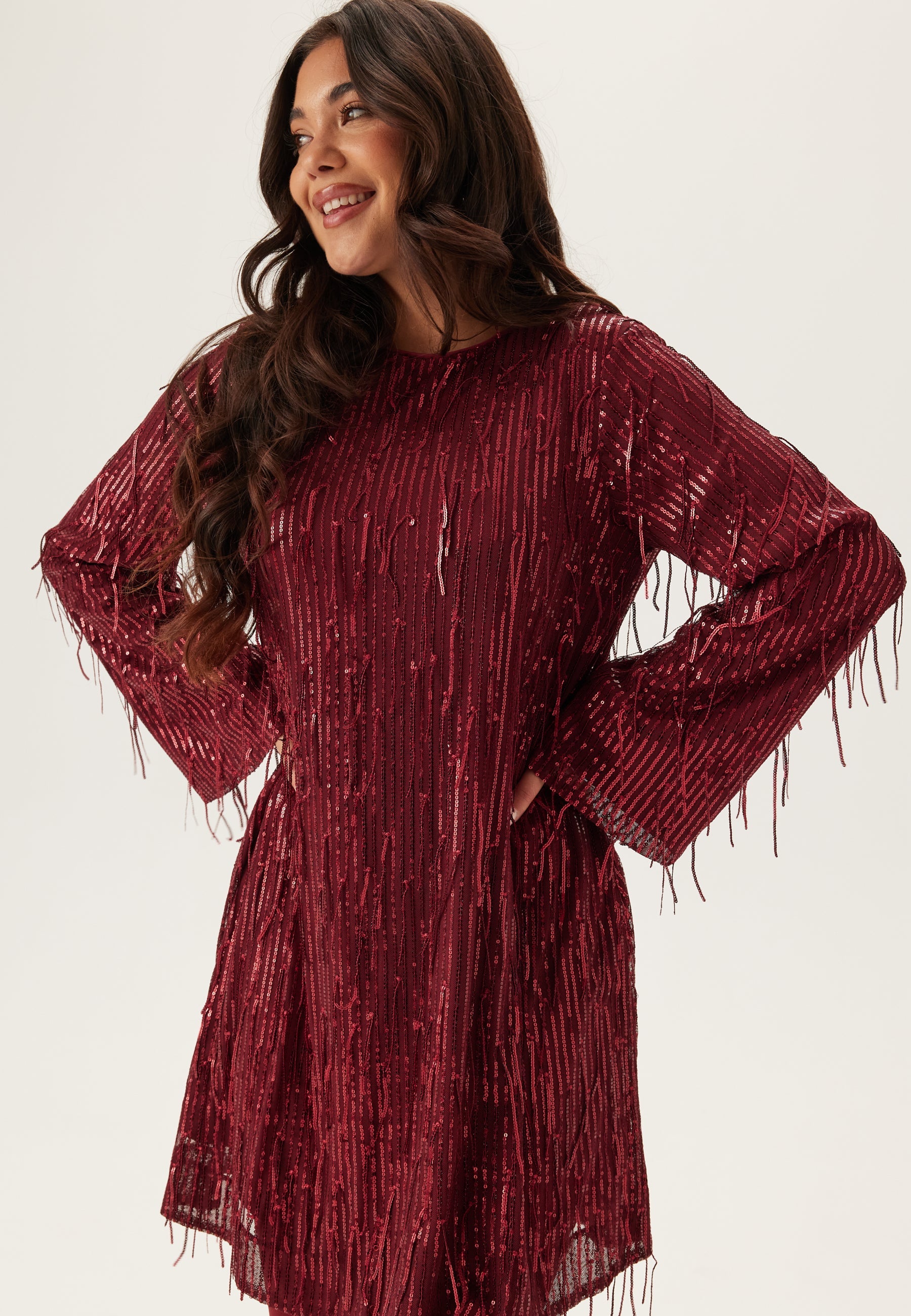 YAS Yaslantra Ls Sequin Fringe Dress