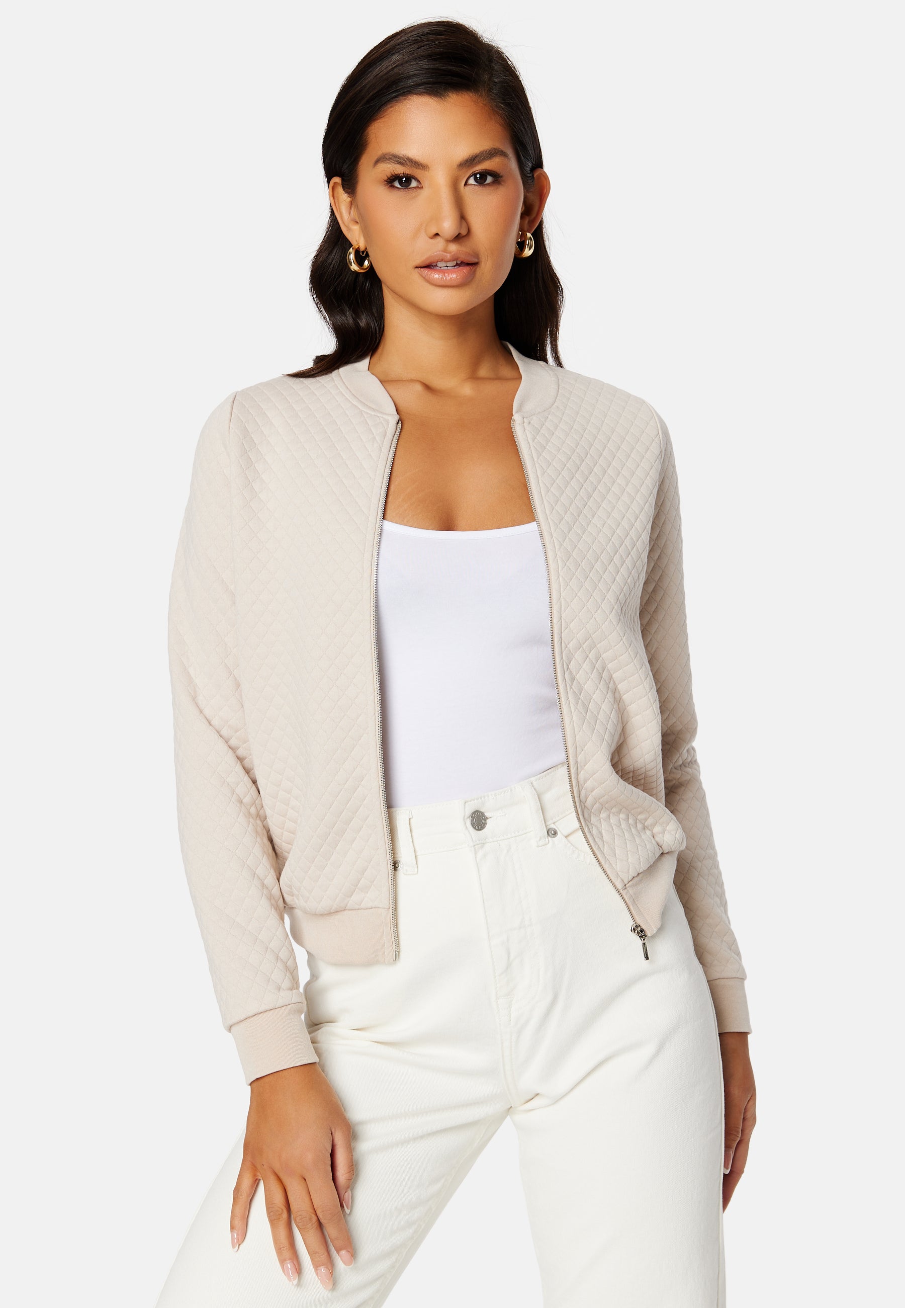 Happy Holly Hanna quilted bomber jacket