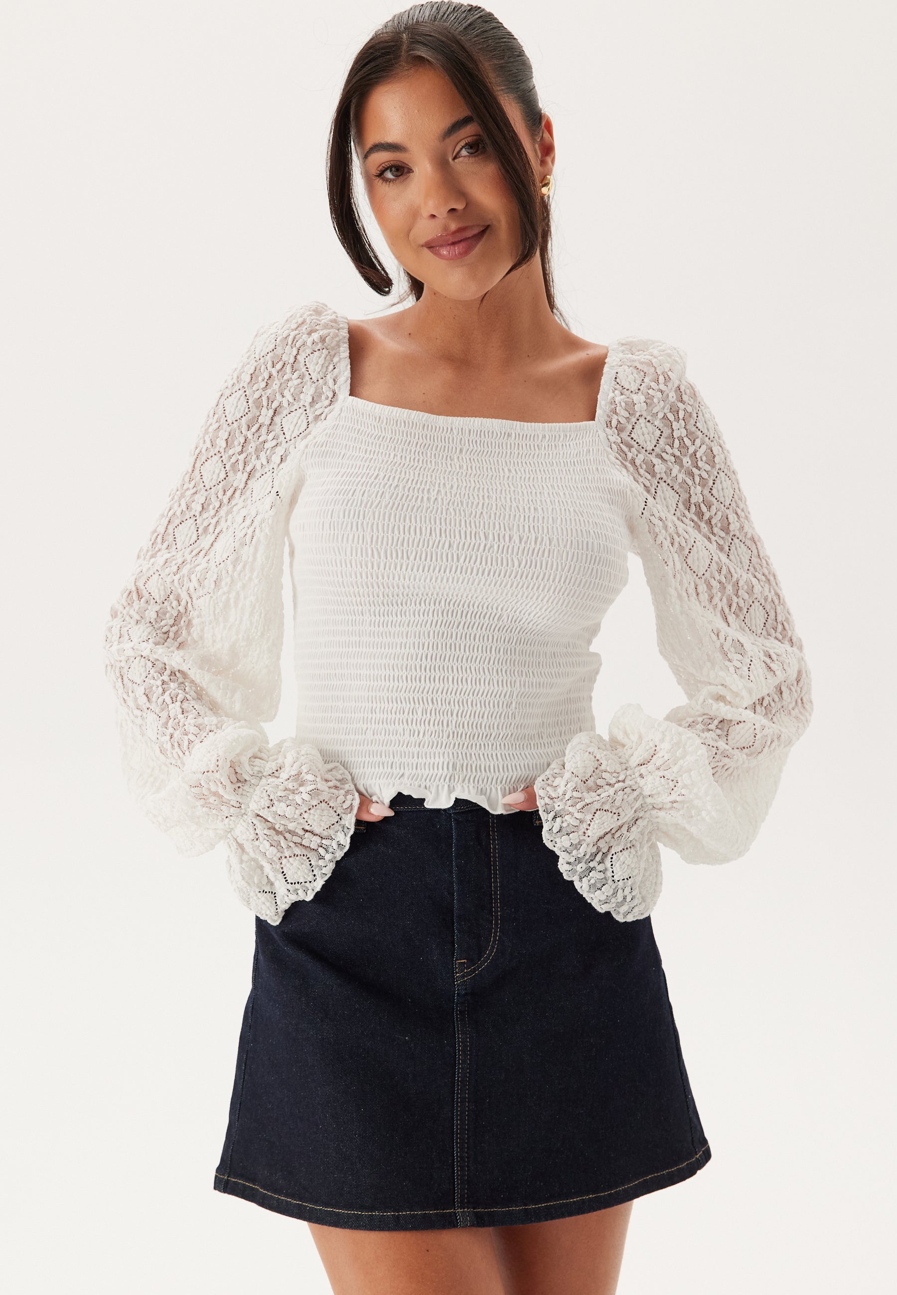 BUBBLEROOM Square Neck Smock Top