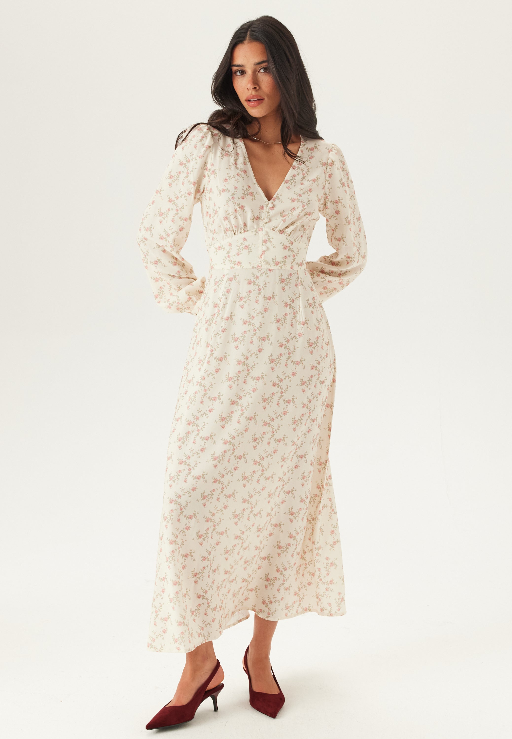 BUBBLEROOM Viscose V-neck Maxi Dress