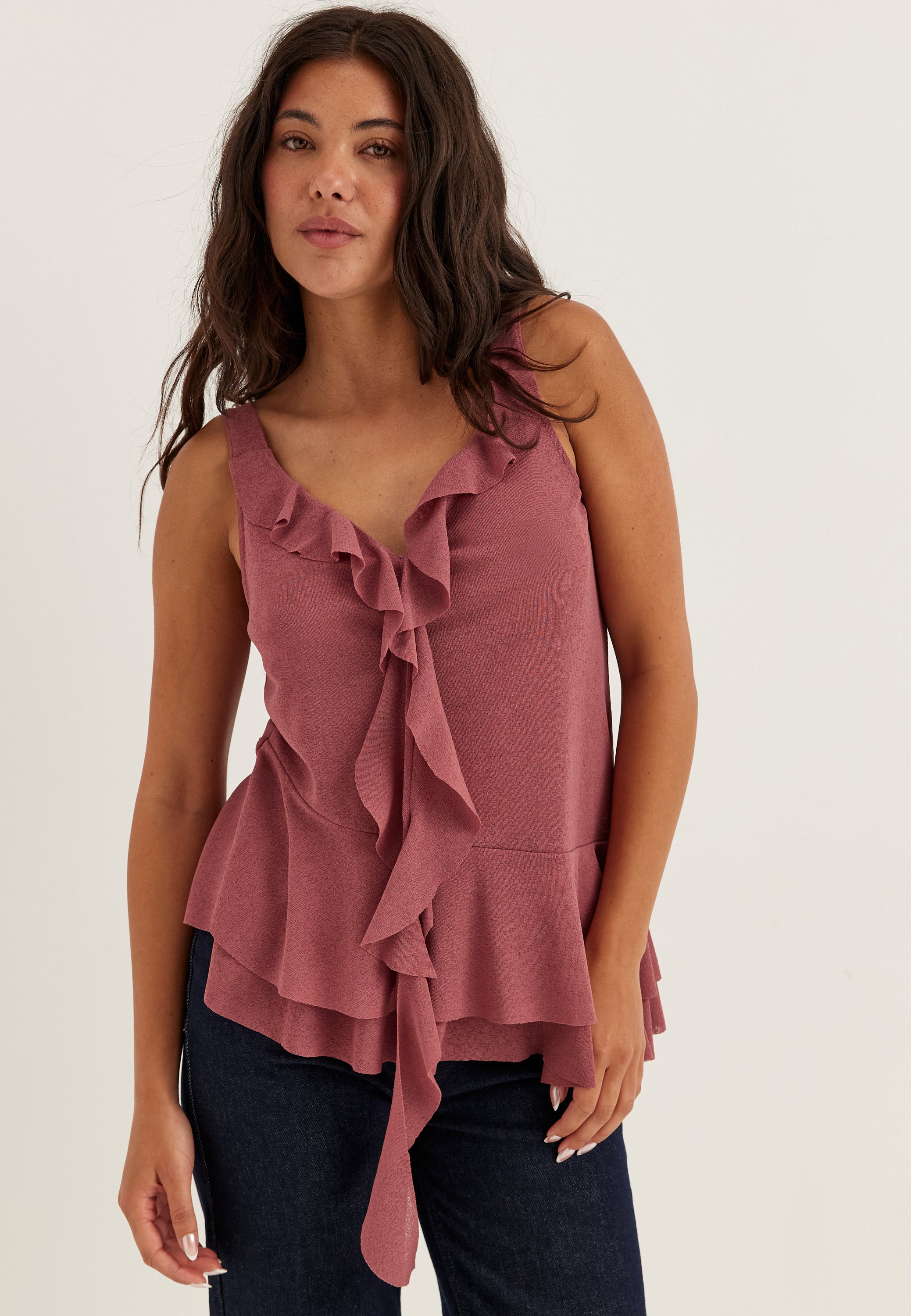 BUBBLEROOM Sleeveless Flounce Top