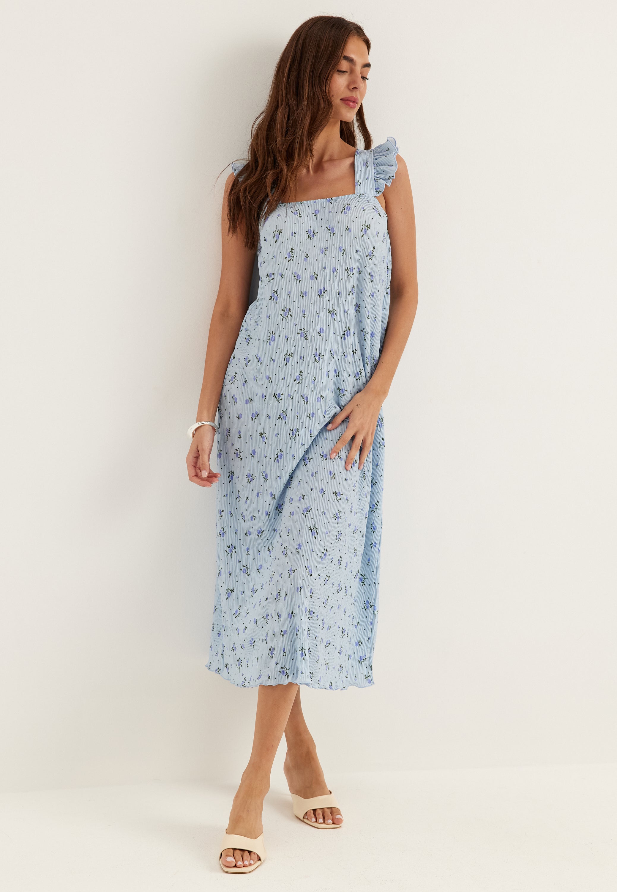 PIECES Pcflora Strap Flounce Dress