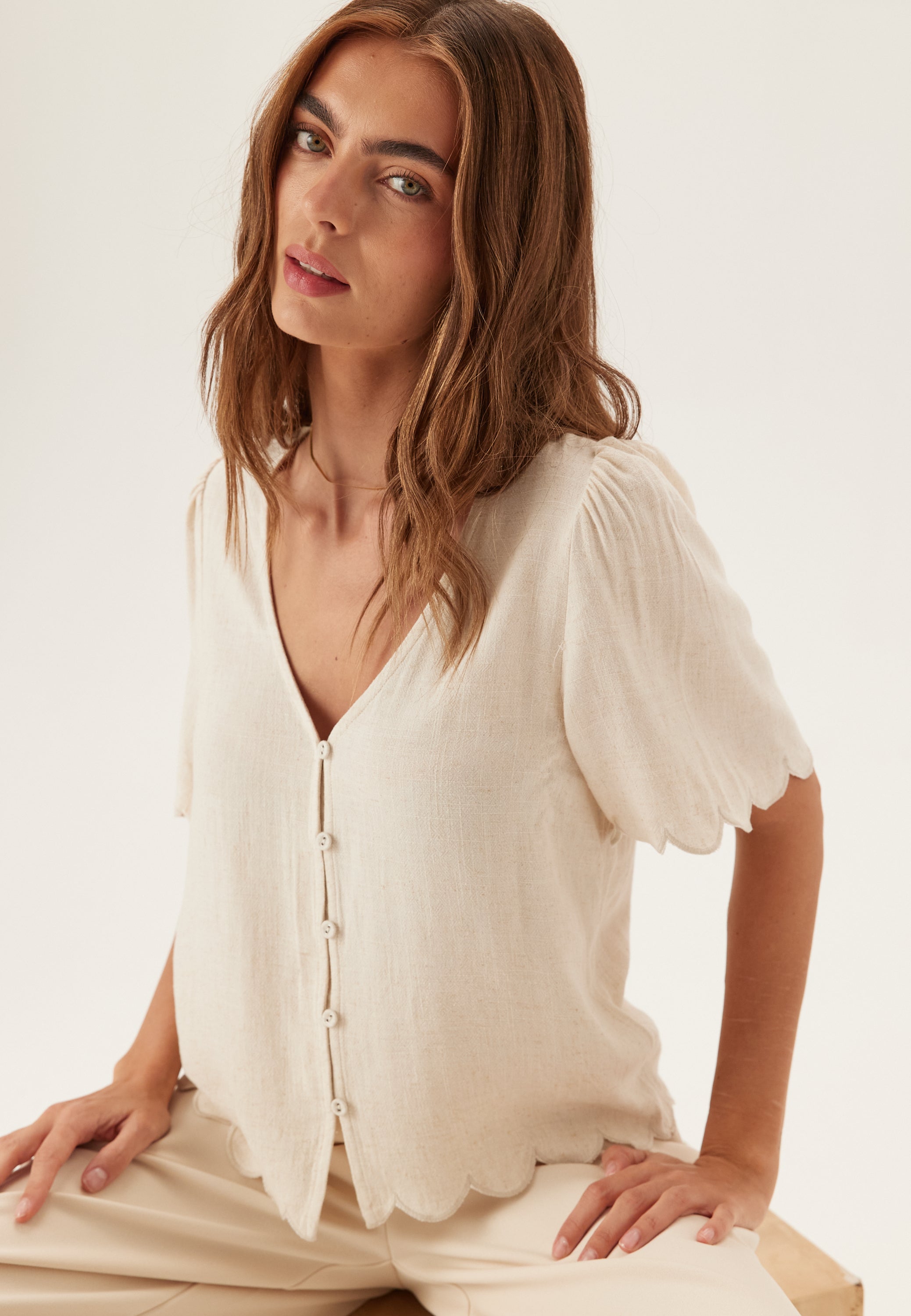 OBJECT Objsanne 2/4 LO V-NECK TOP NOOS