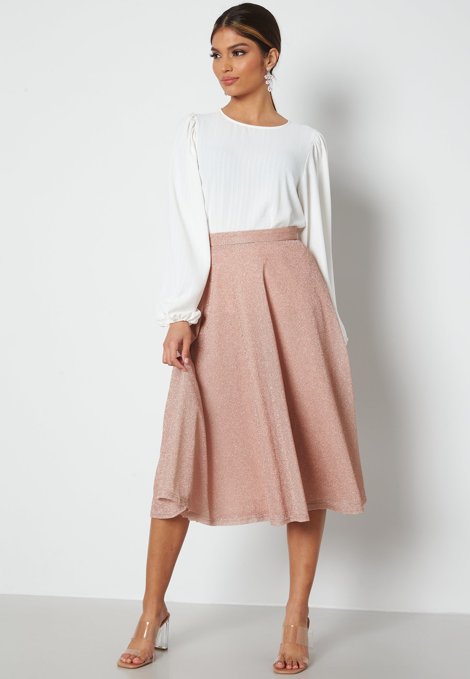 Goddiva Glitter Midi Skirt