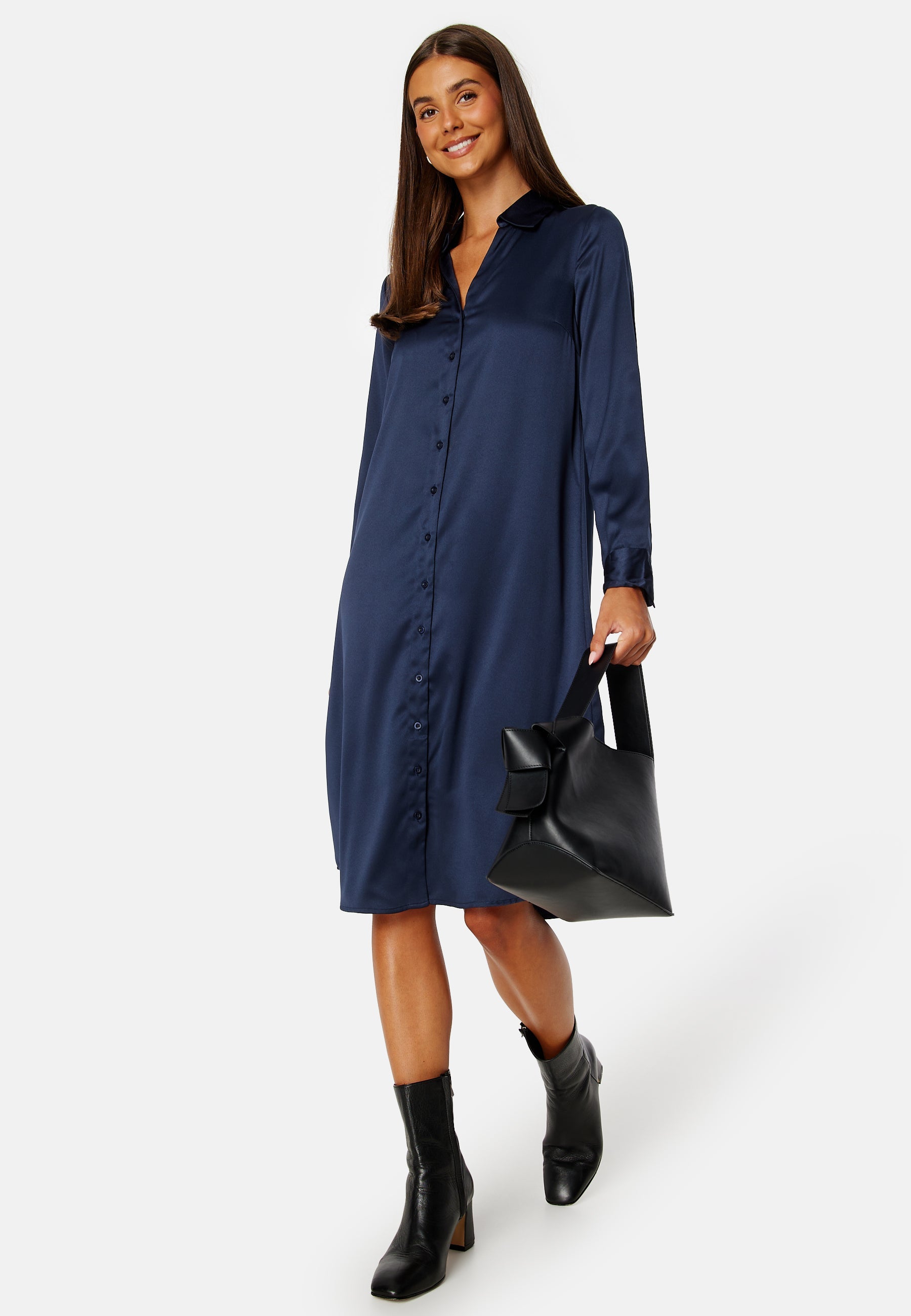 BUBBLEROOM Lillyanna satin shirt dress