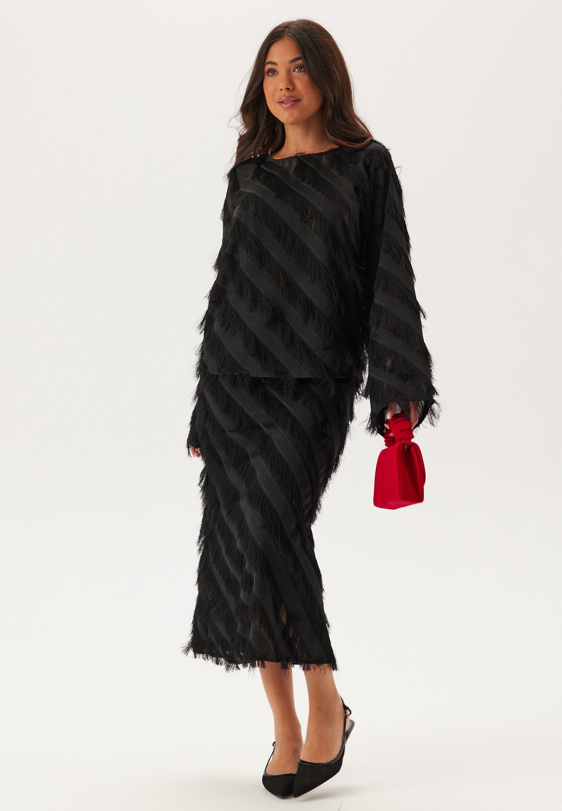 Bubbleroom Occasion Fringe Midi Skirt