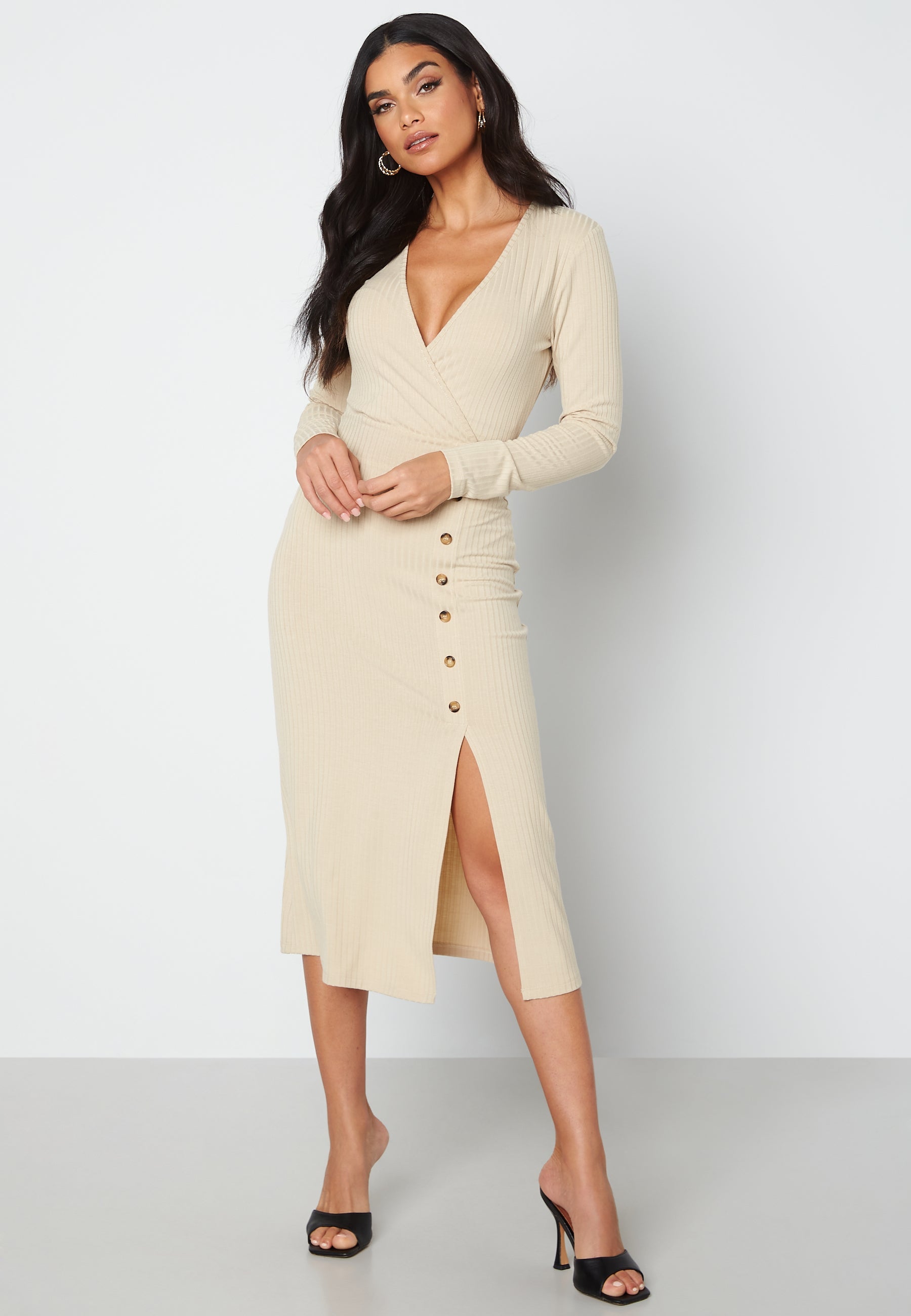 BUBBLEROOM Rose long sleeve button dress