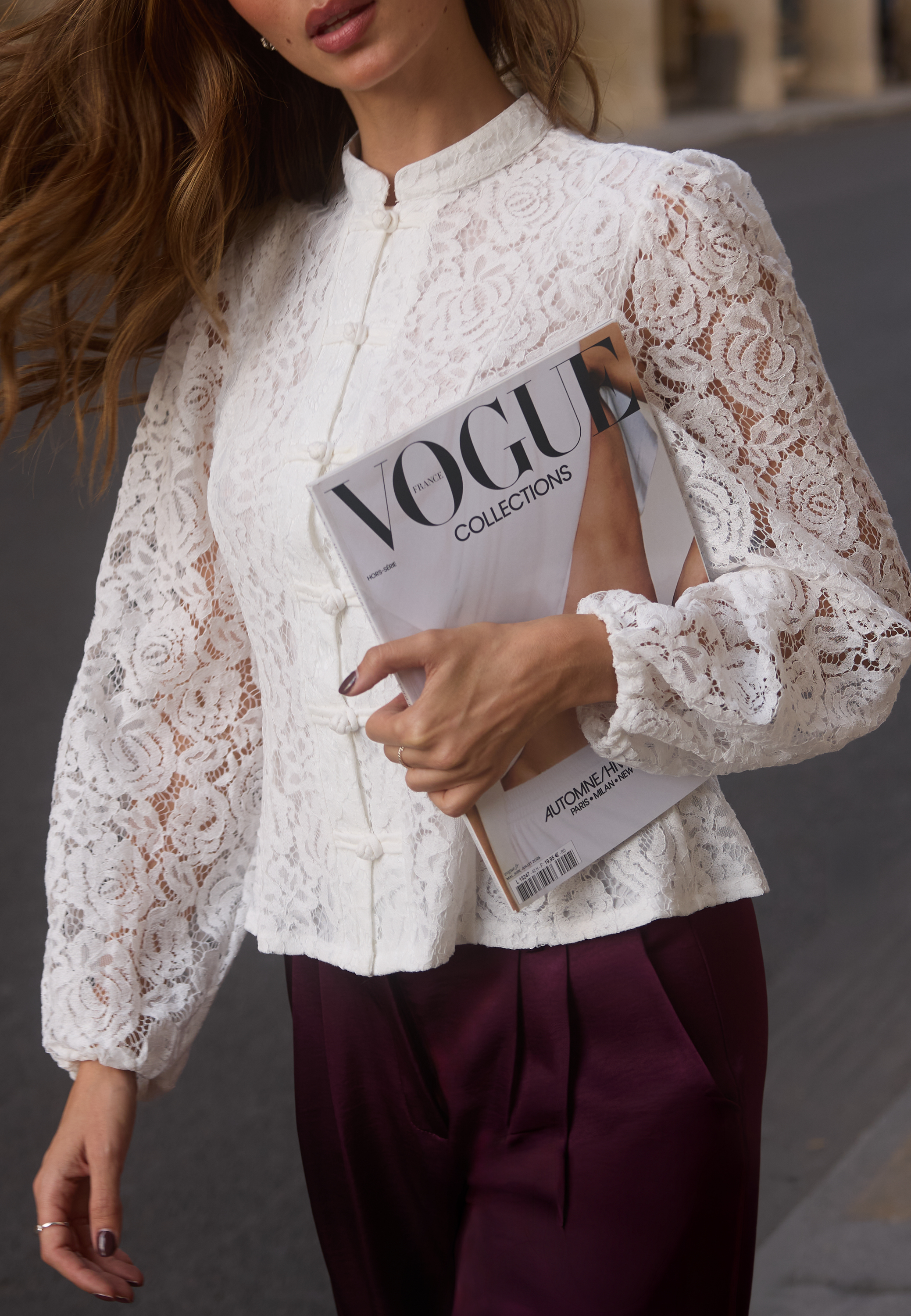 BUBBLEROOM Lace Button Blouse