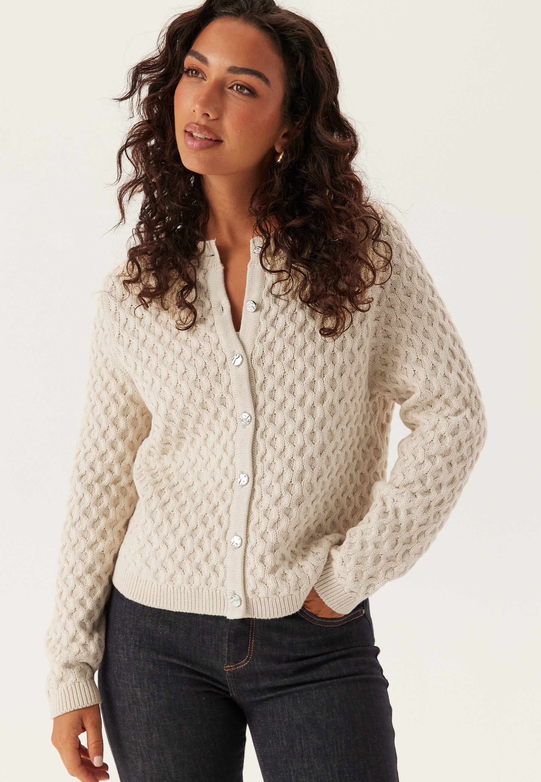 VILA Vikali L/S O-NECK KNIT BUTTON