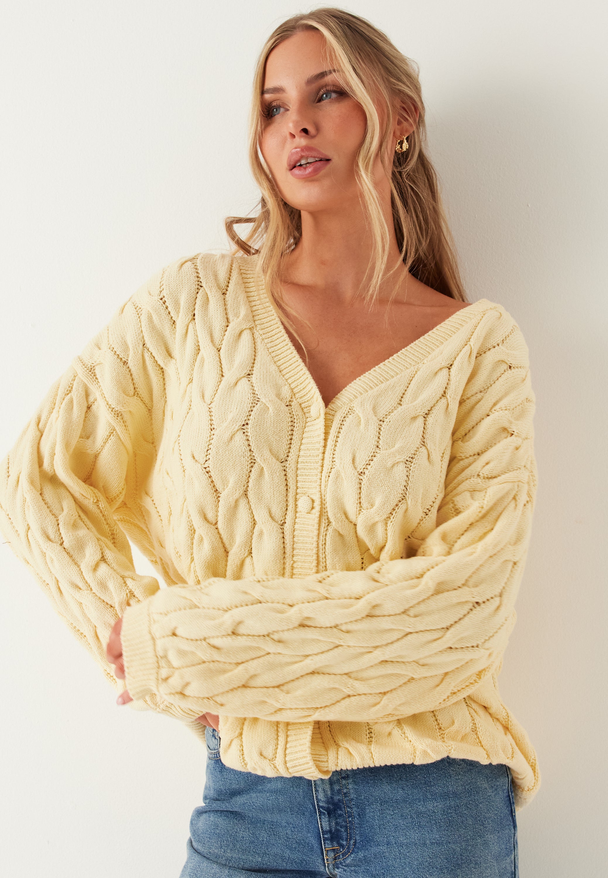 BUBBLEROOM Cable Knit Cardigan