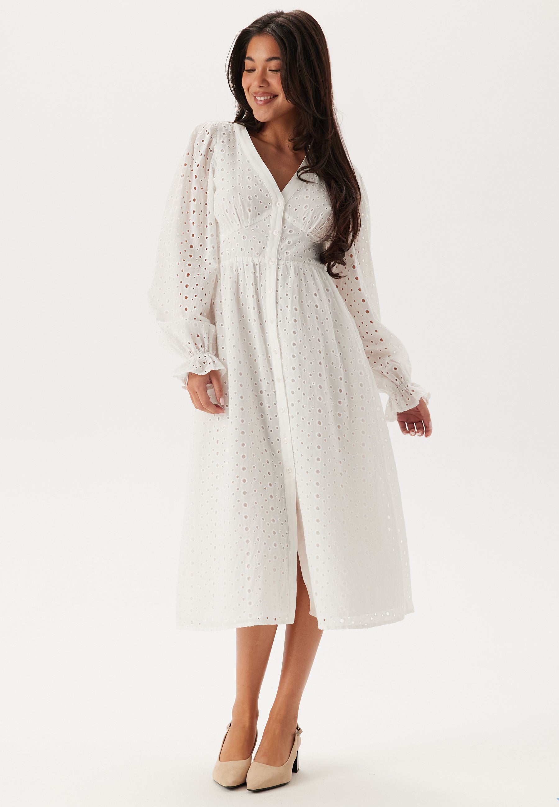 BUBBLEROOM Broderie Anglaise Midi Dress