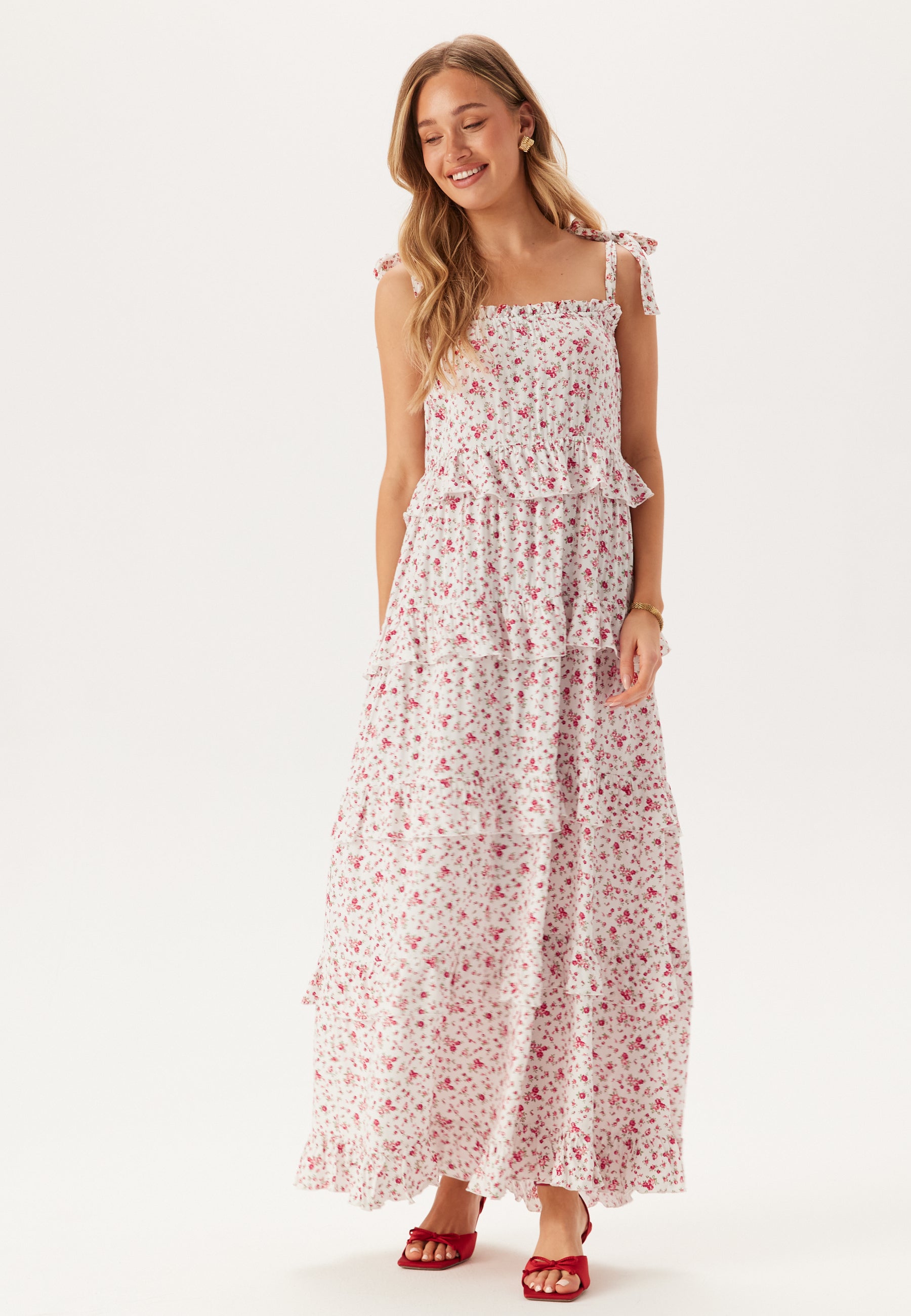 BUBBLEROOM Frill Maxi Viscose Dress