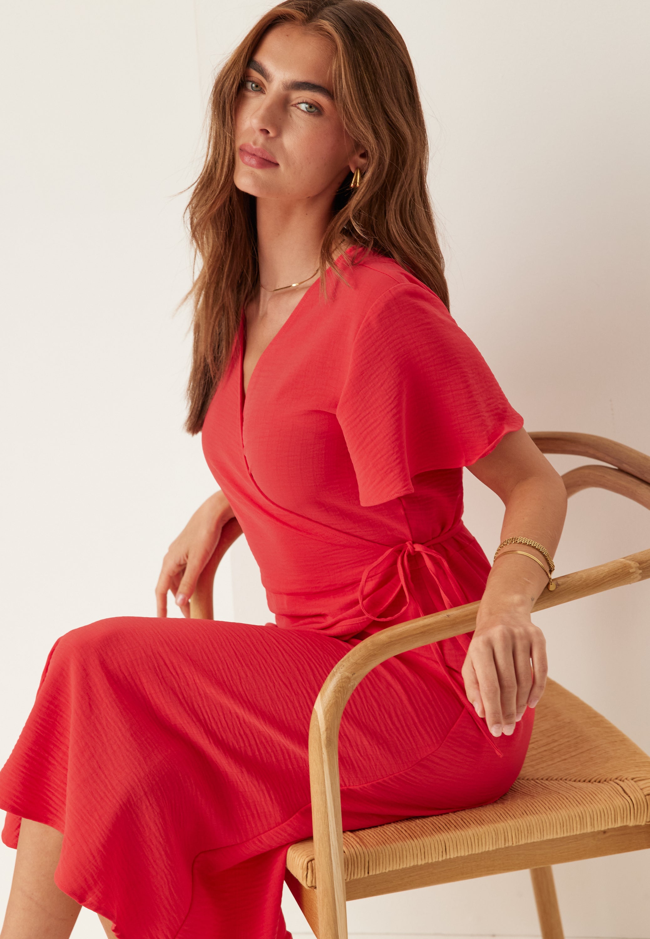 VILA Vilovie S/S Wrap Midi Dress