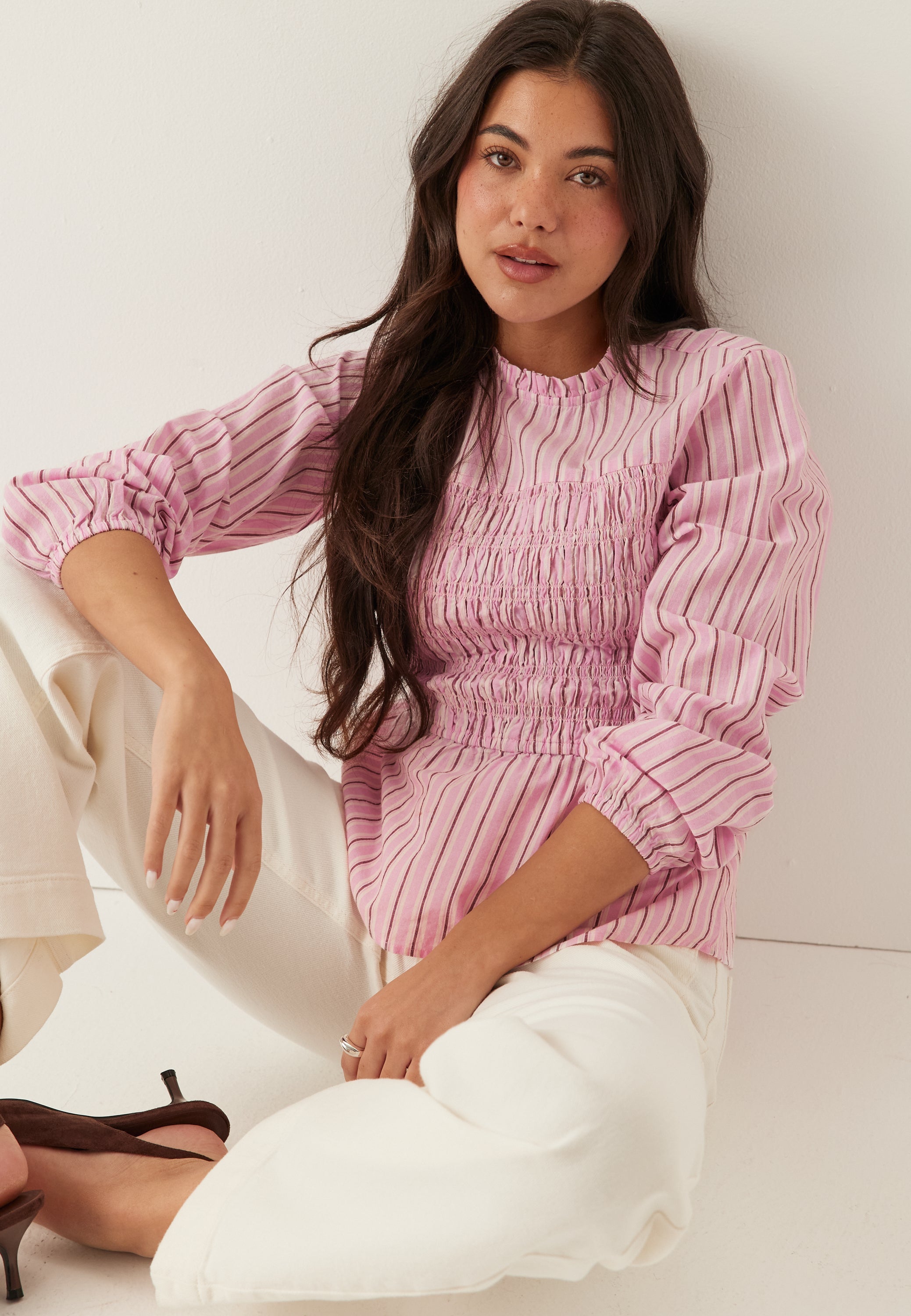 BUBBLEROOM Smock Cotton Blouse