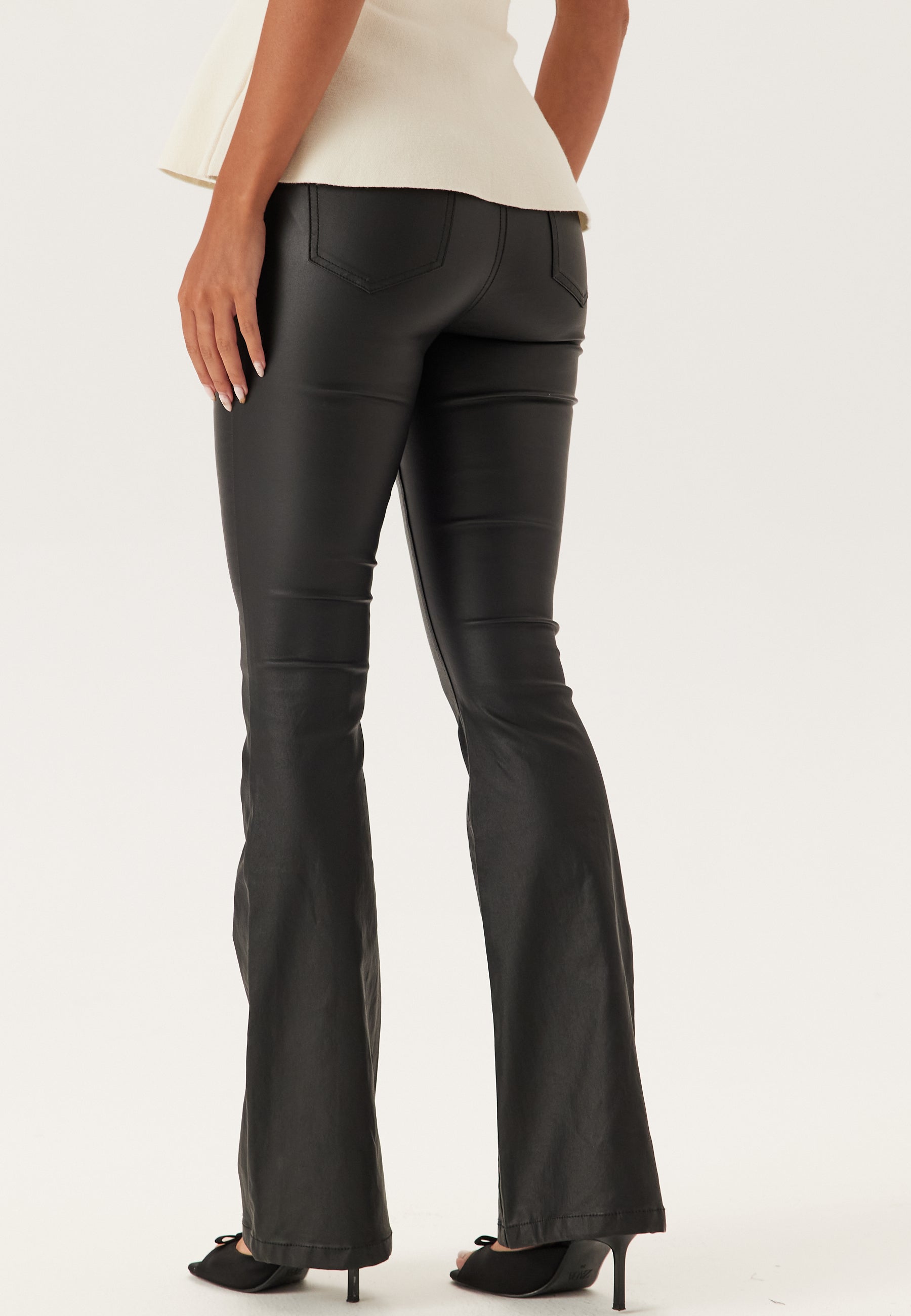 BUBBLEROOM High Waist Coated Flared Jeans
