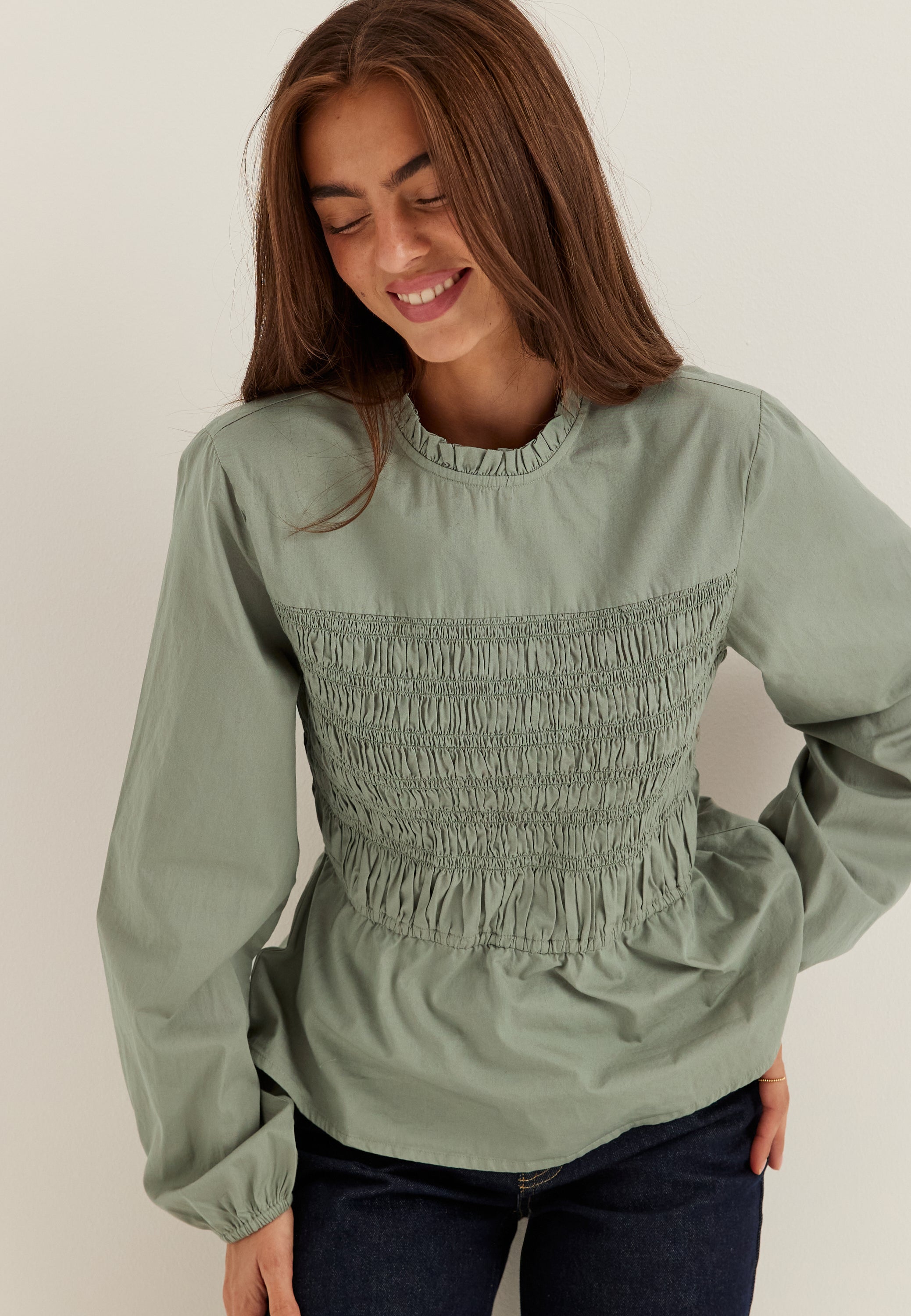 BUBBLEROOM Smock Cotton Blouse