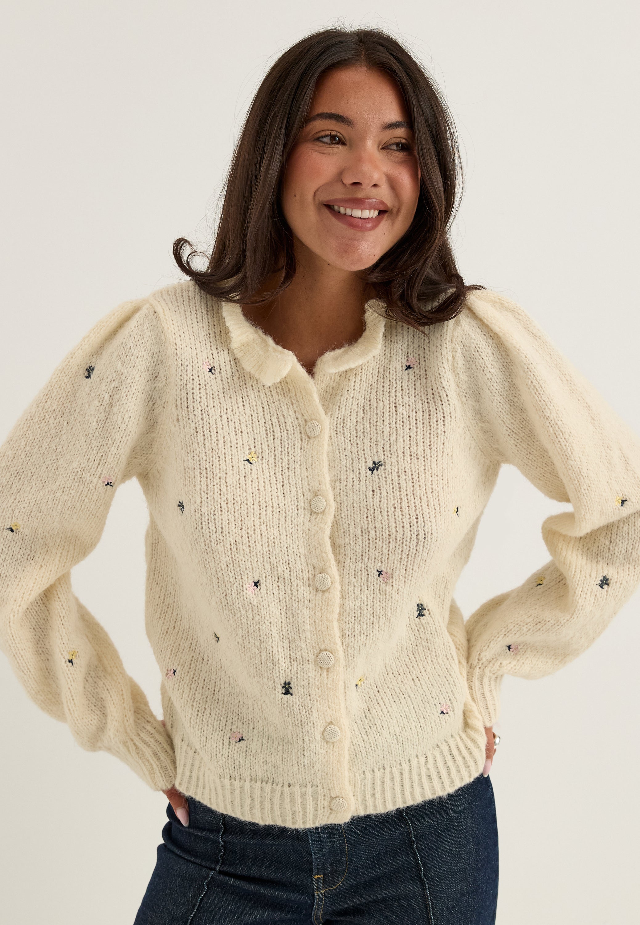 VILA Viflora L/S O-NECK EMB KNIT CA