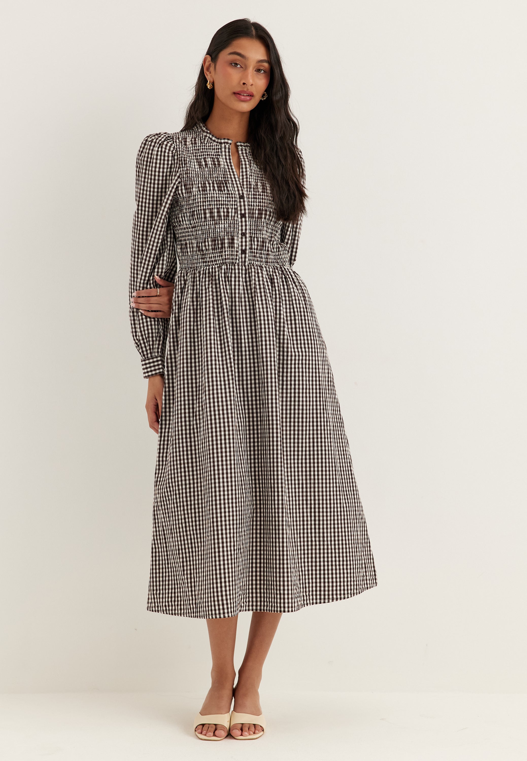 BUBBLEROOM V-neck Cotton Smock Dress