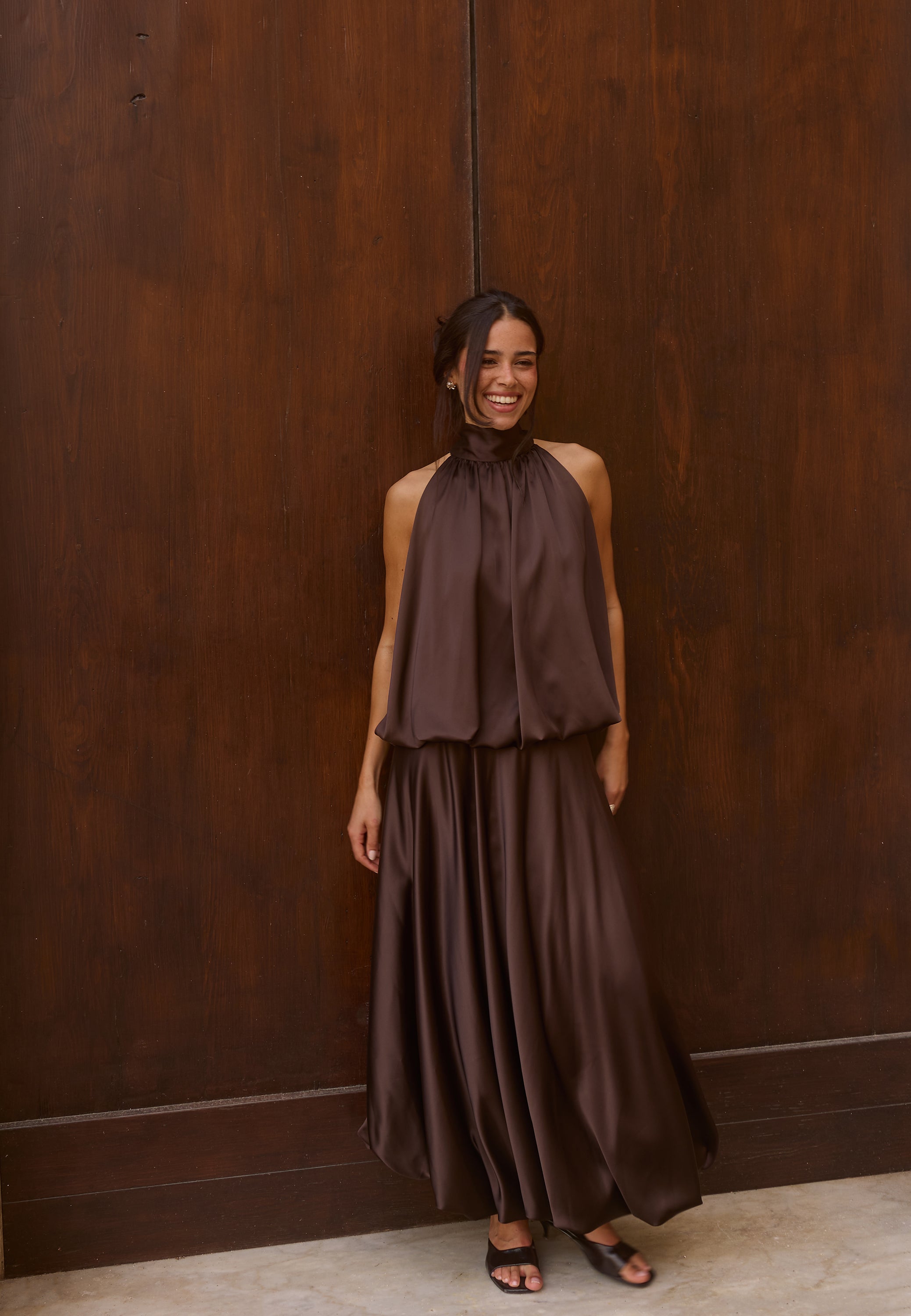 Bubbleroom Occasion Bubble-Hem Satin Ankle Skirt