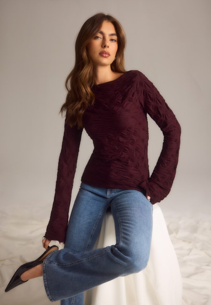 BUBBLEROOM Structure Long Sleeve Top