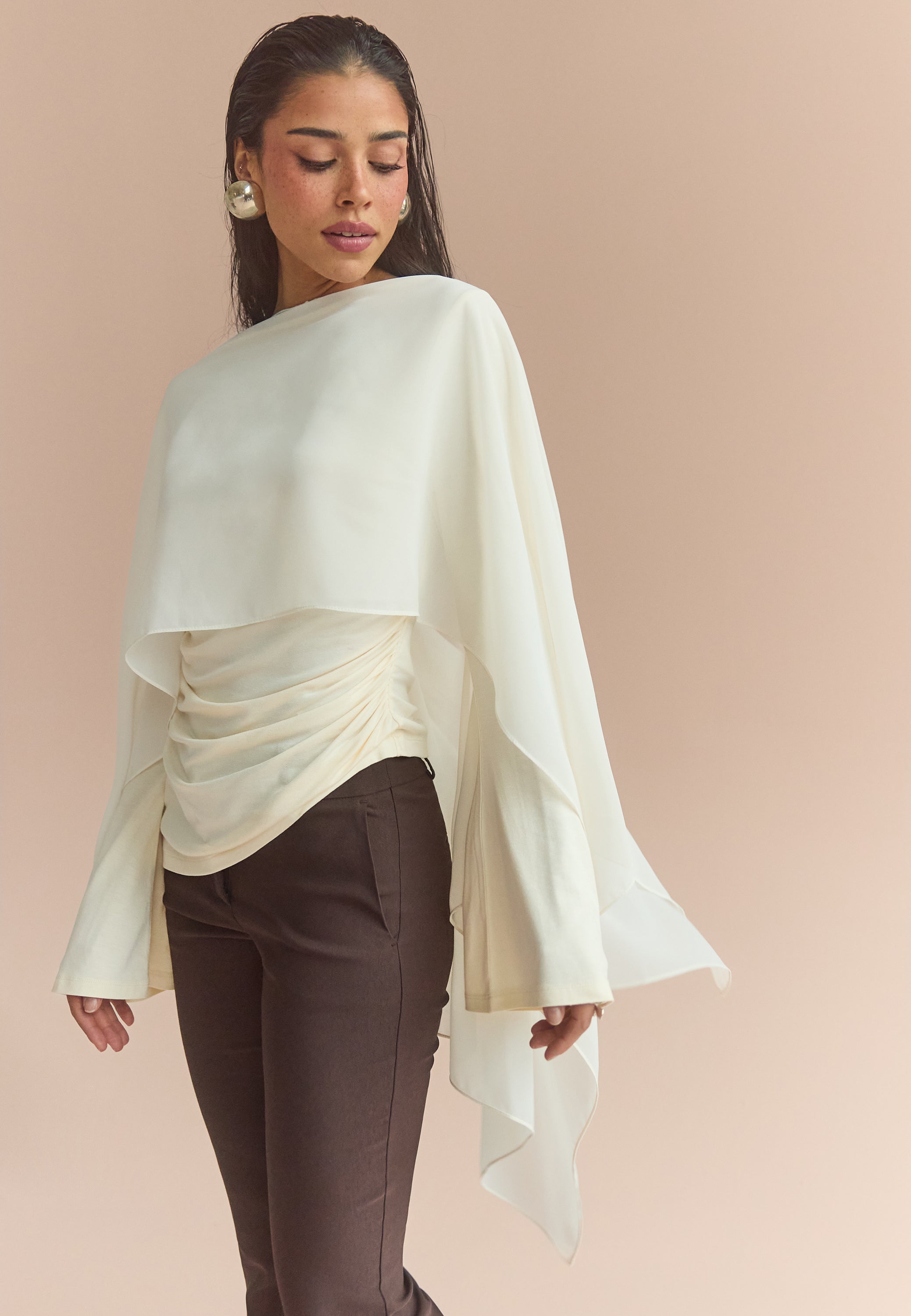 BUBBLEROOM OCCASION Sheer Chiffon Cape