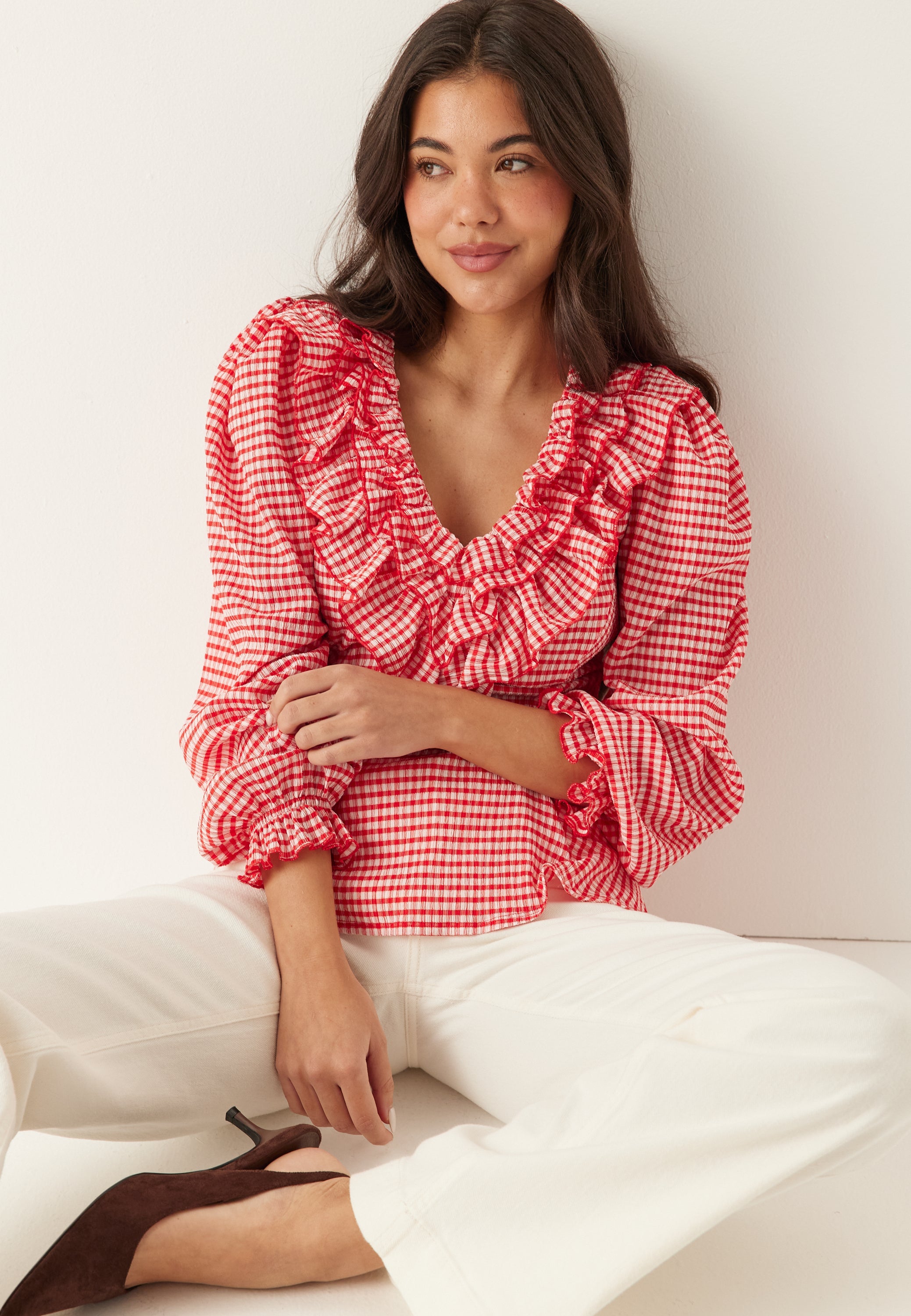 BUBBLEROOM Jersey  Frill Peplum Blouse