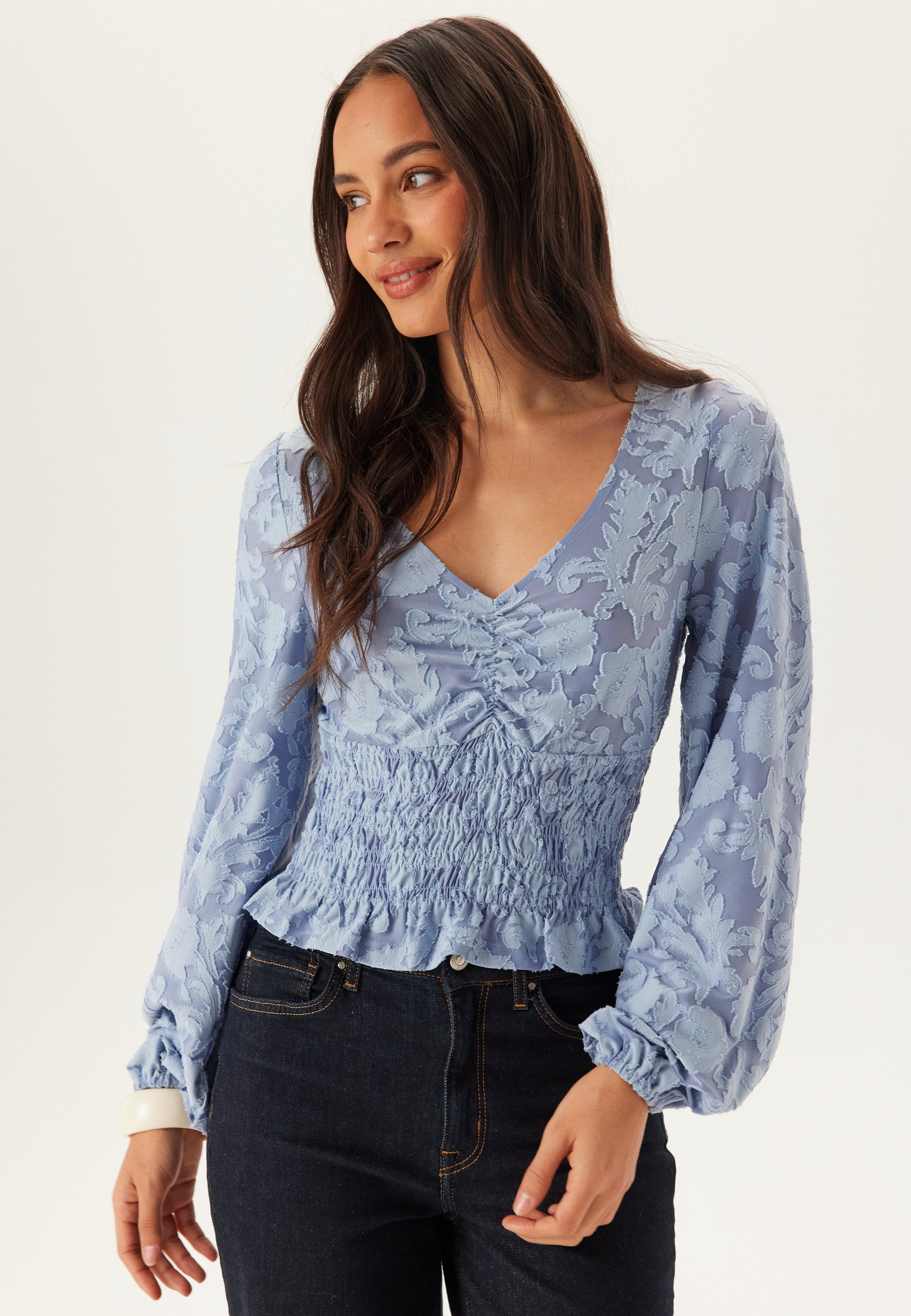 BUBBLEROOM Structure Floral Smock Top