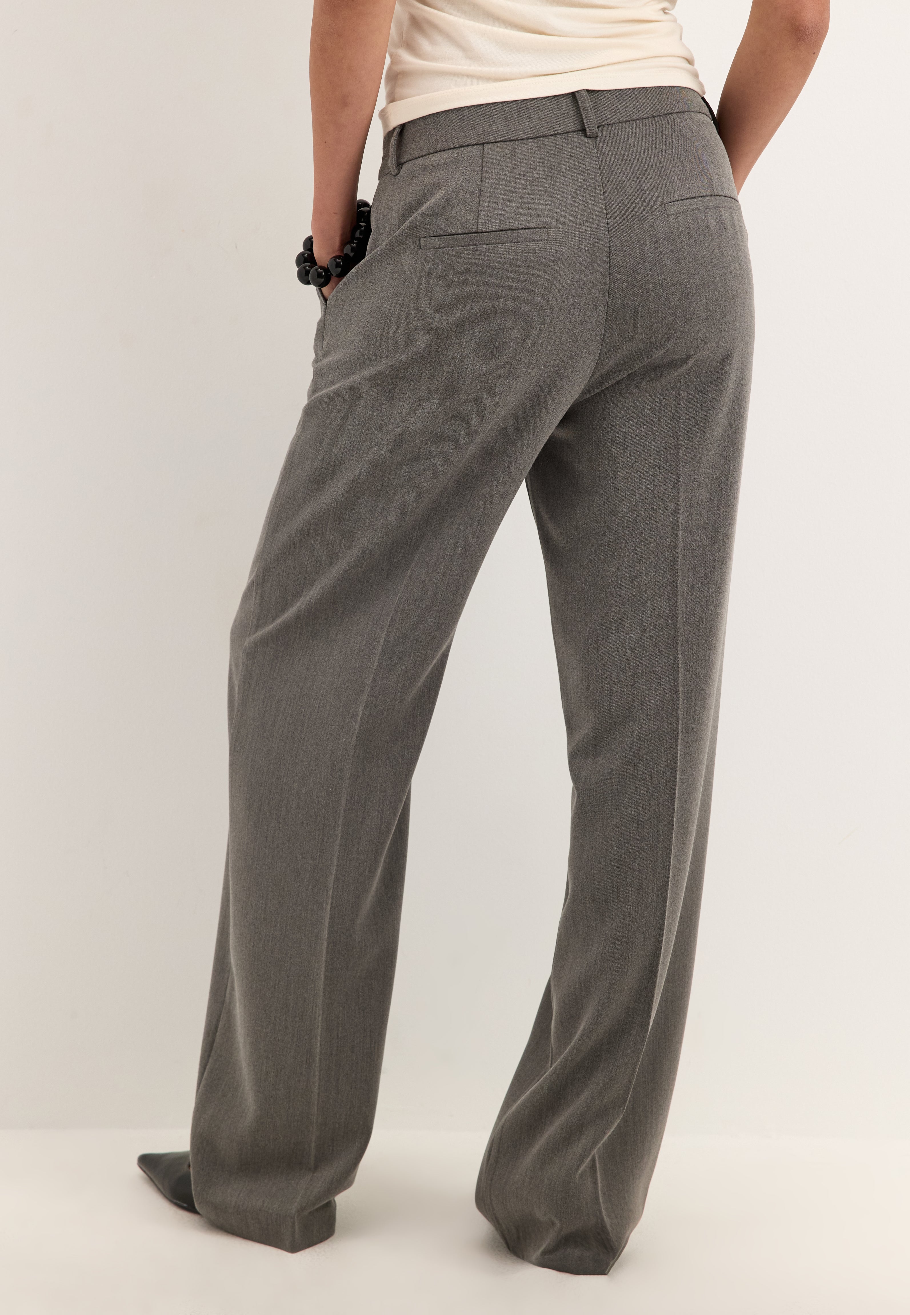 BUBBLEROOM Straight High Waist Suit Trousers