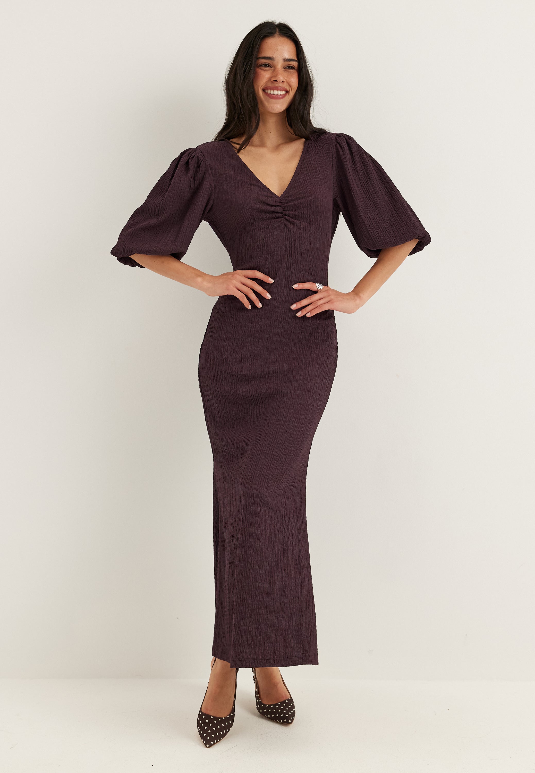 BUBBLEROOM Structure Puff Sleeve Dress